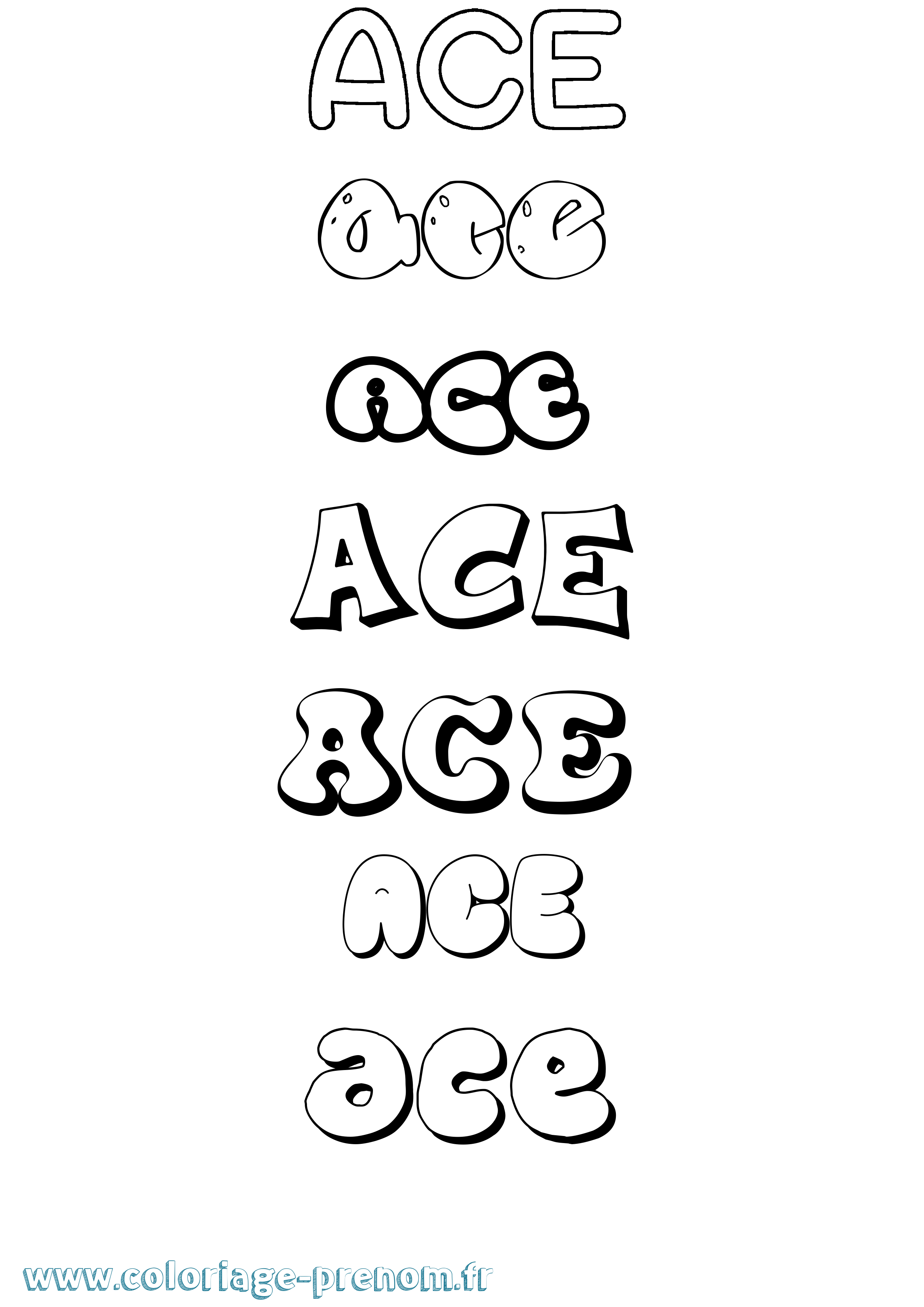 Coloriage Ace Bubble Coloriage prénom Ace Bubble
