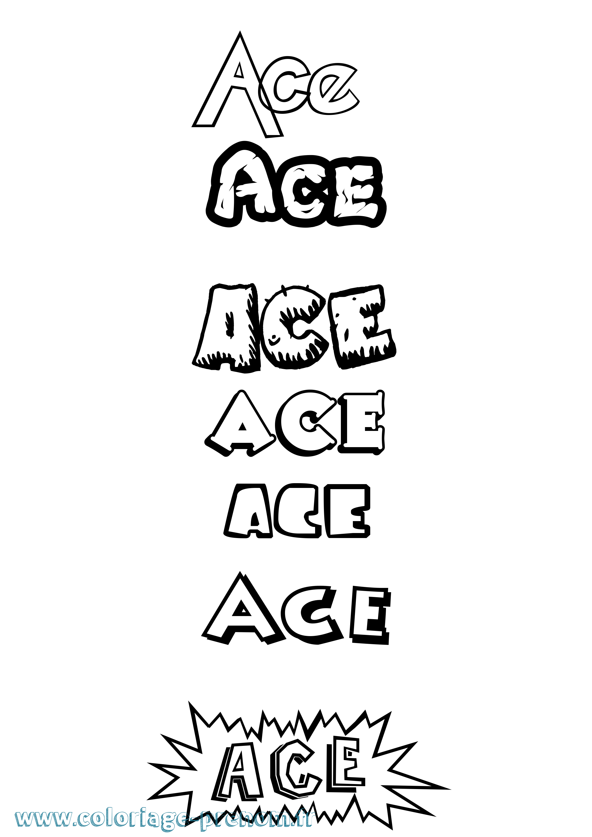 Coloriage Ace Dessin Animé Coloriage prénom Ace Dessin Animé