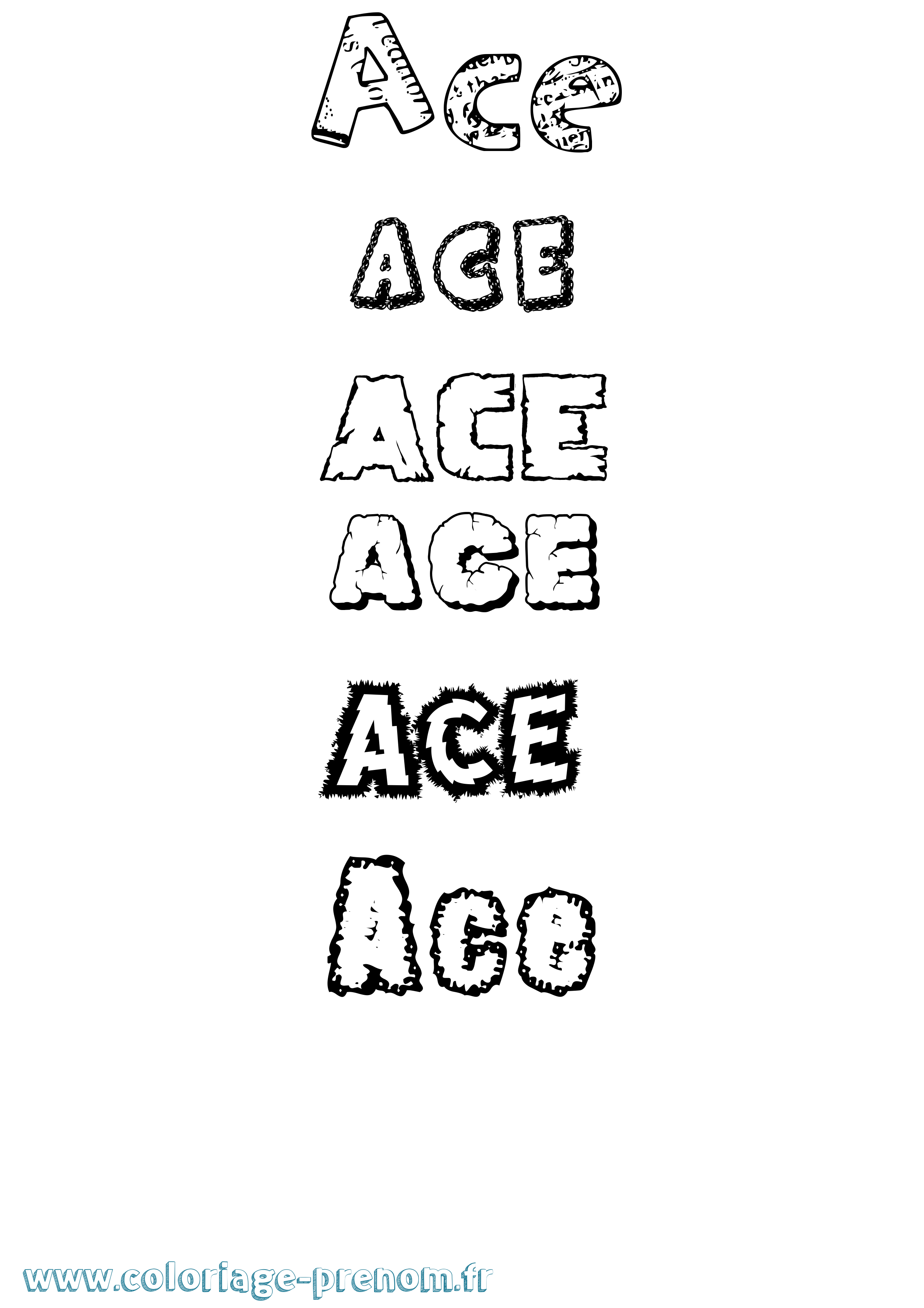 Coloriage Ace Destructuré Coloriage prénom Ace Destructuré