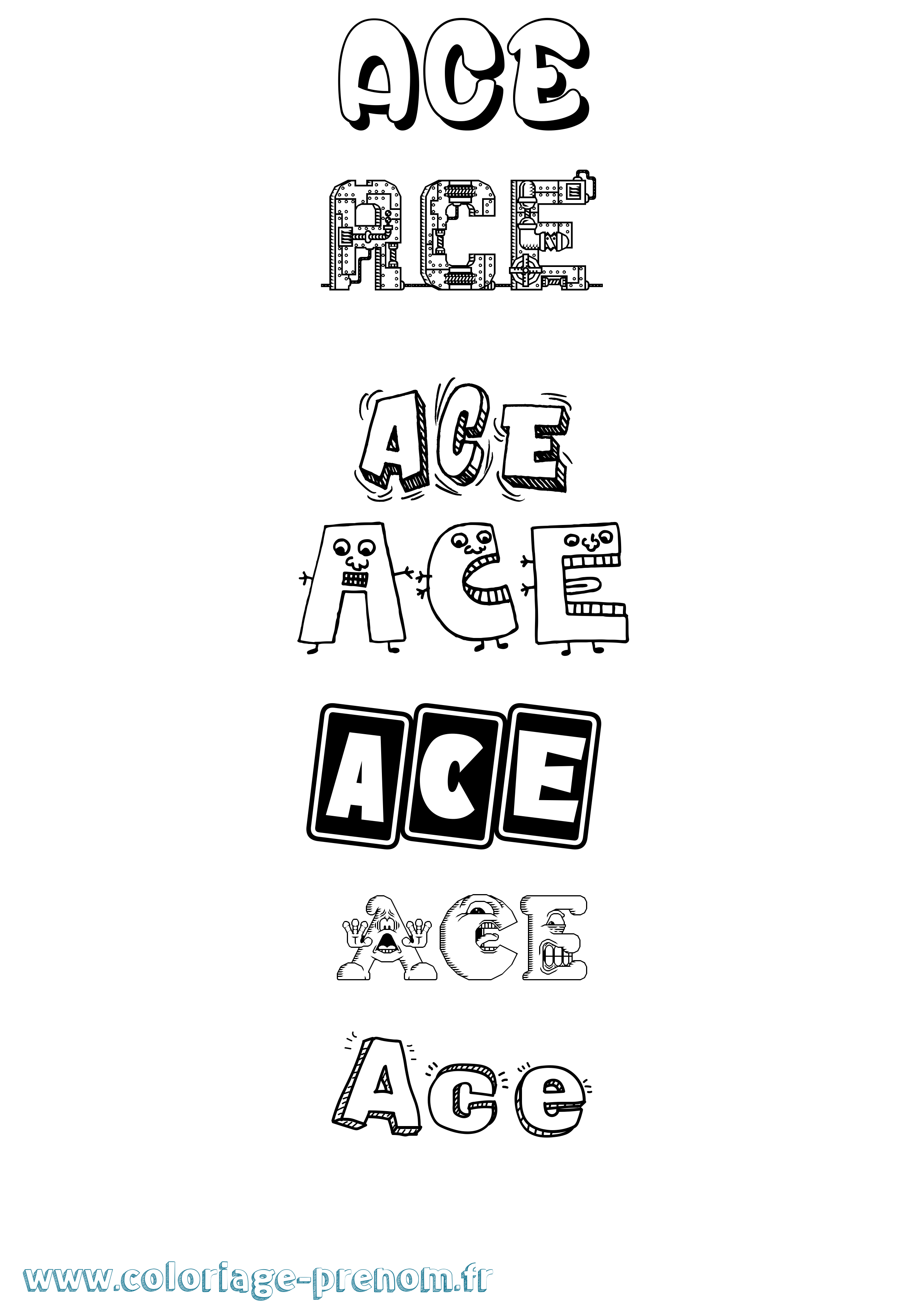 Coloriage Ace Fun Coloriage prénom Ace Fun