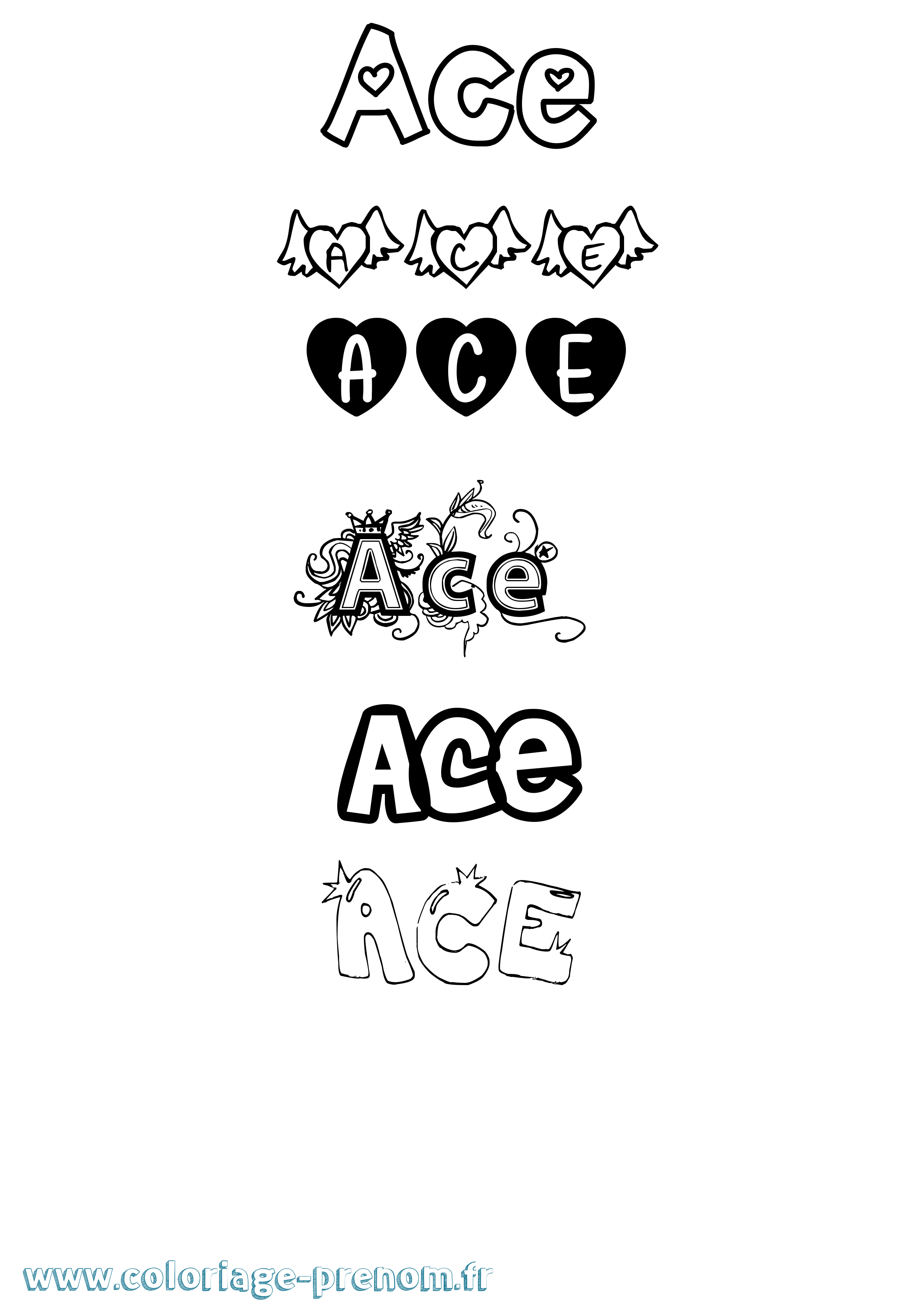 Coloriage Ace Girly Coloriage prénom Ace Girly