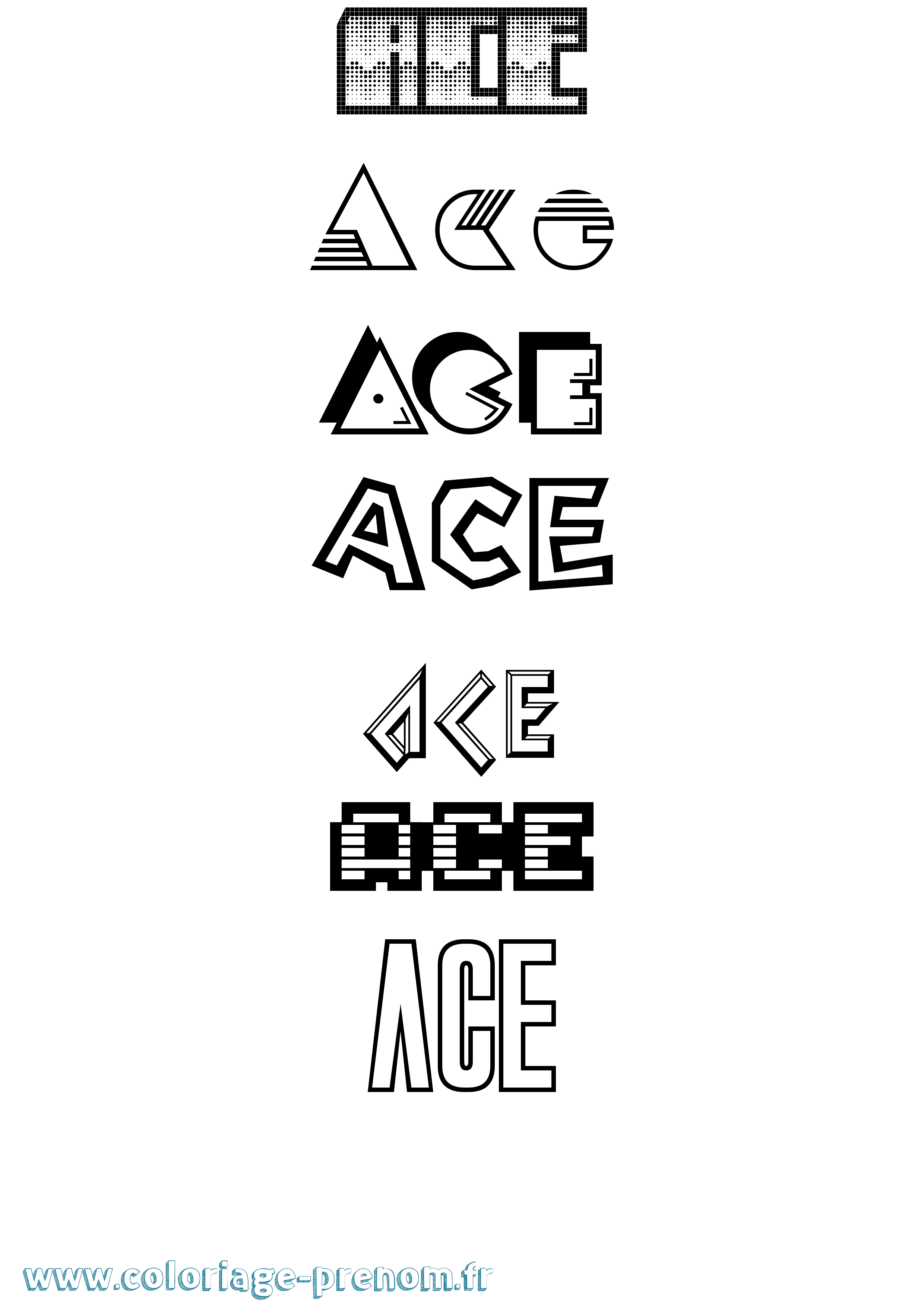 Coloriage Ace Jeux Vidéos Coloriage prénom Ace Jeux Vidéos