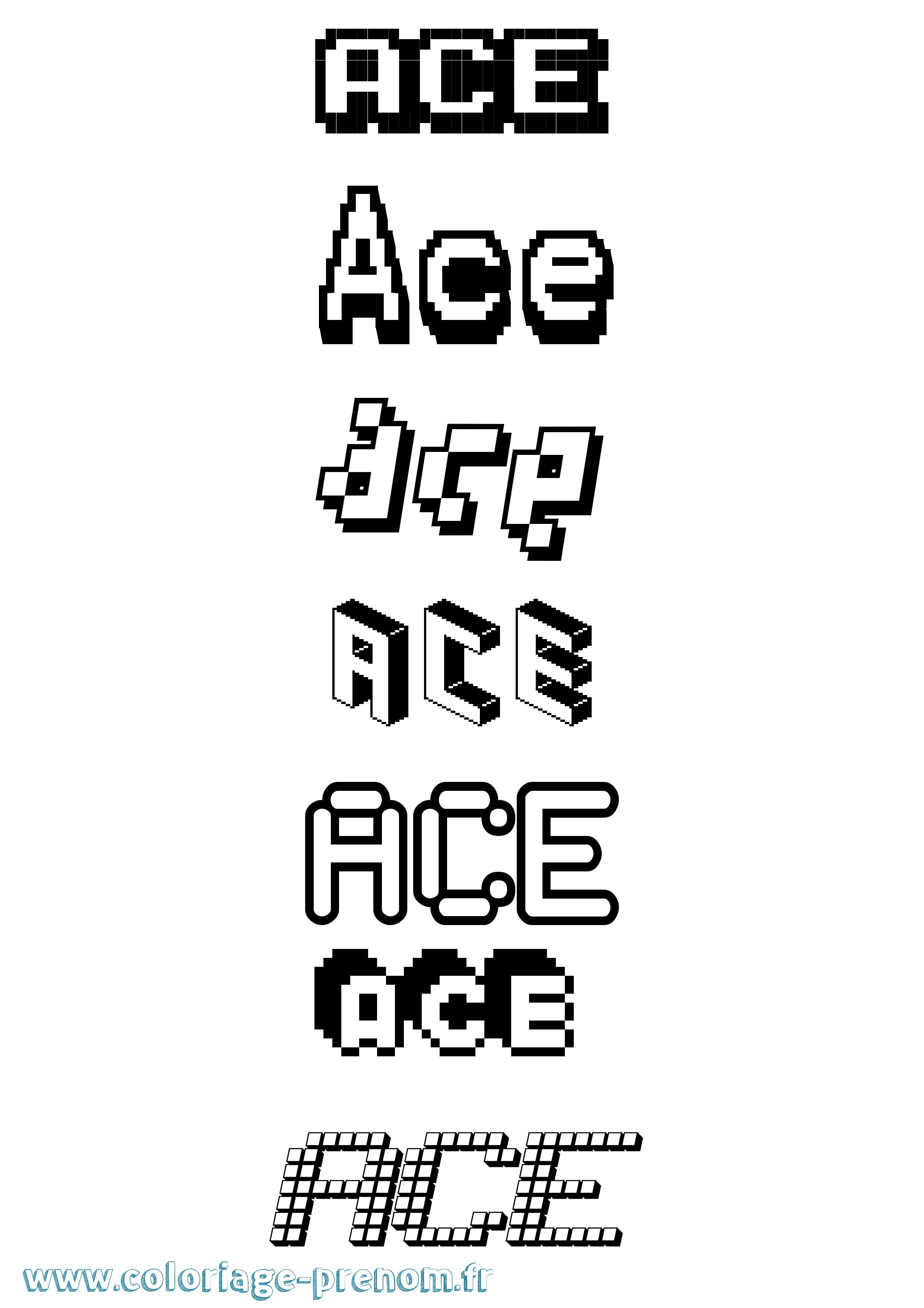 Coloriage Ace Pixel Coloriage prénom Ace Pixel