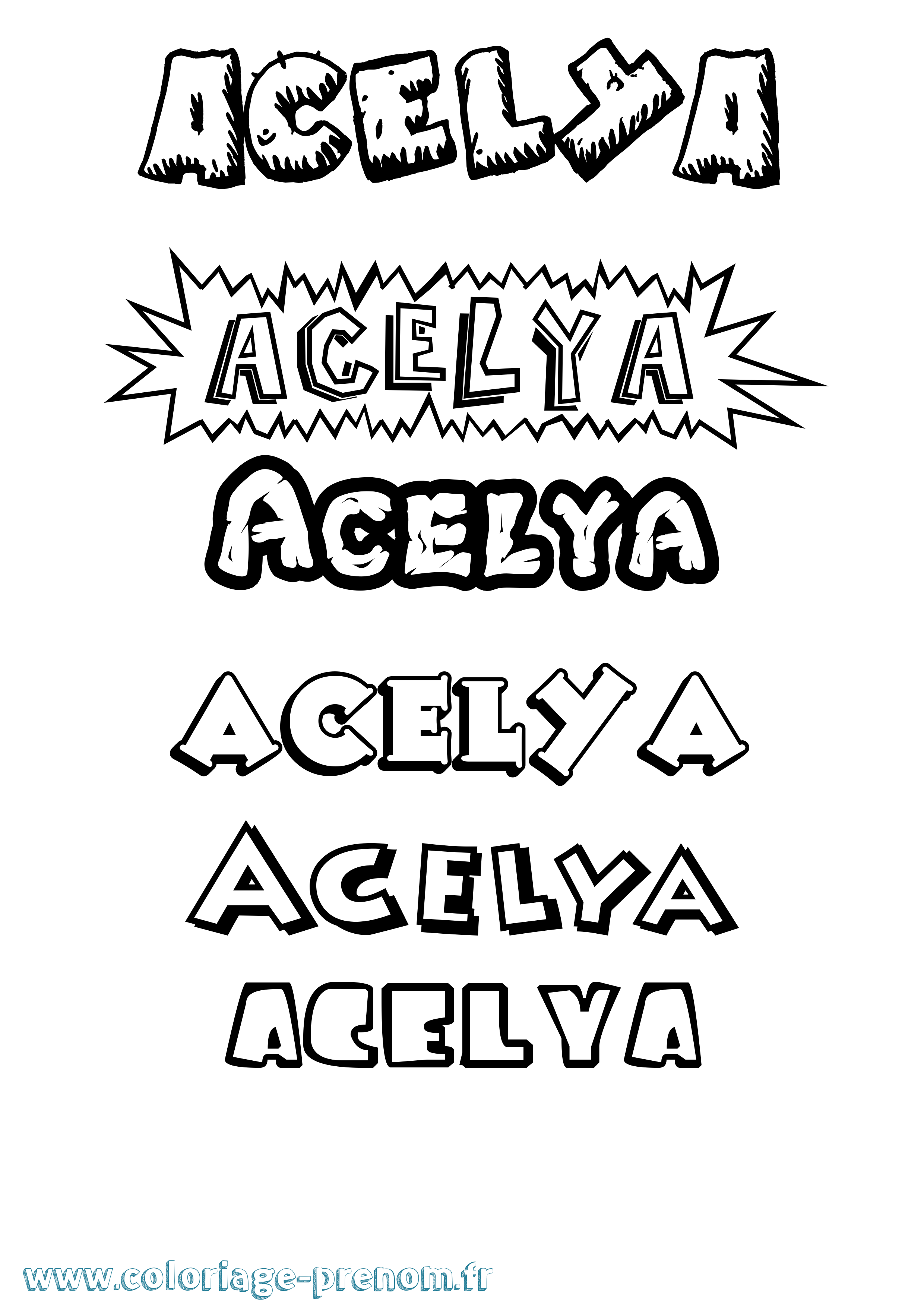 Coloriage prénom Acelya Dessin Animé