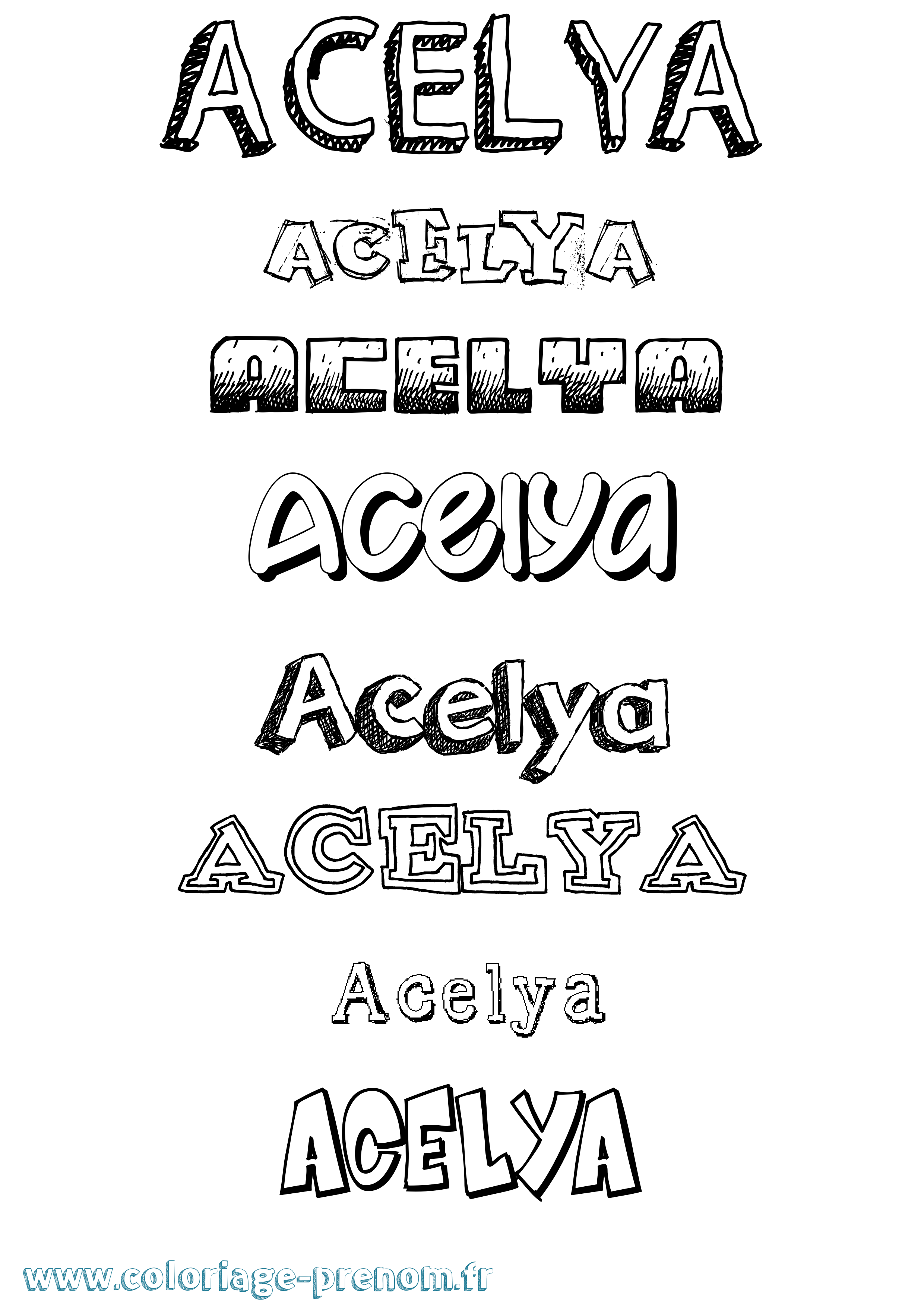 Coloriage prénom Acelya Dessiné