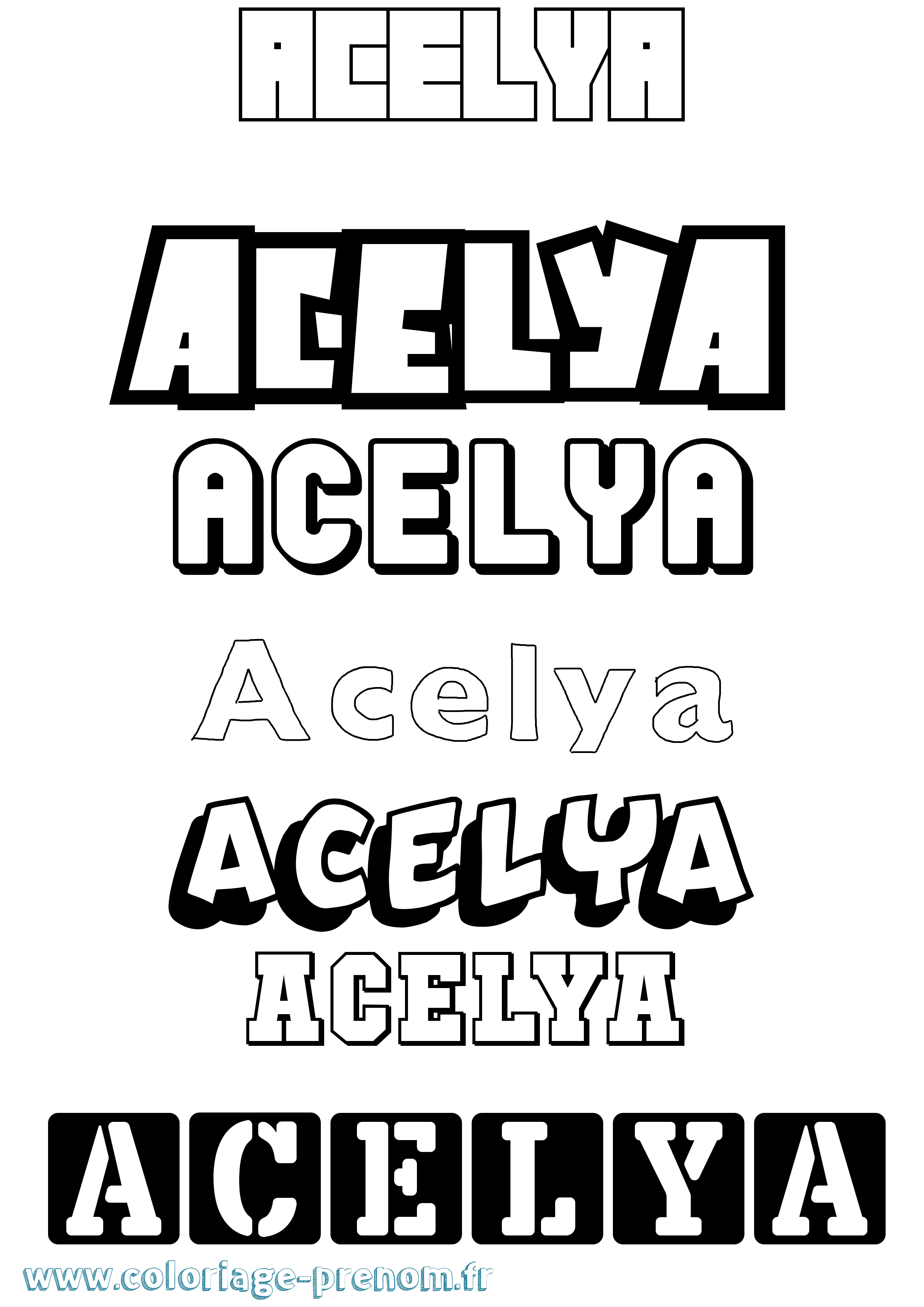Coloriage prénom Acelya Simple
