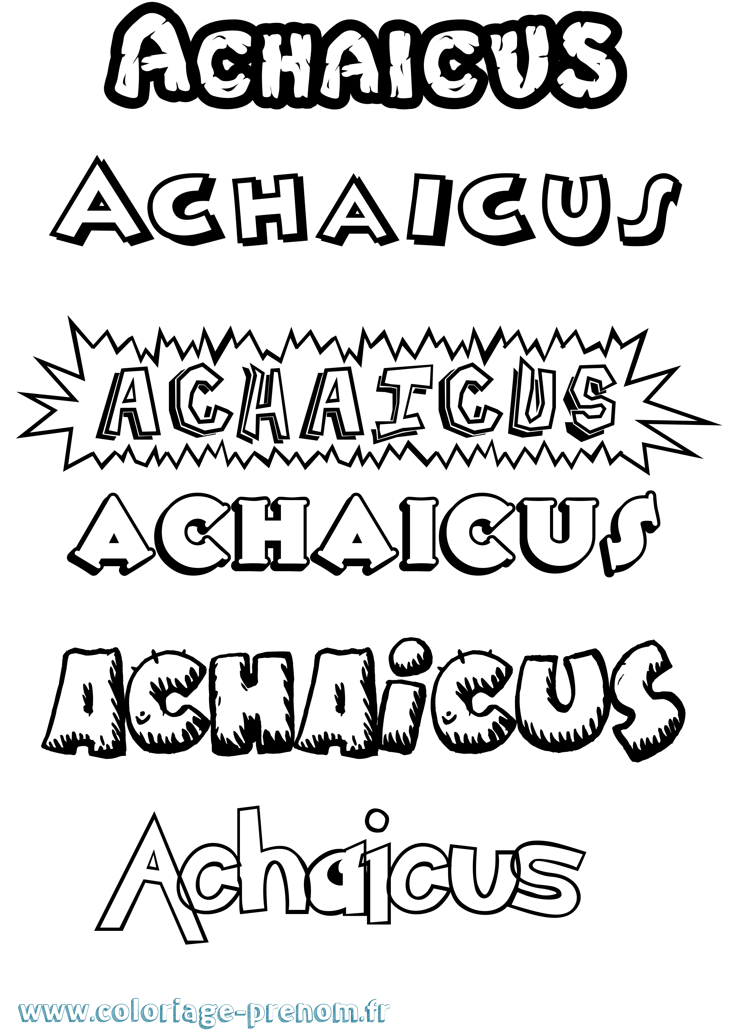 Coloriage prénom Achaicus Dessin Animé