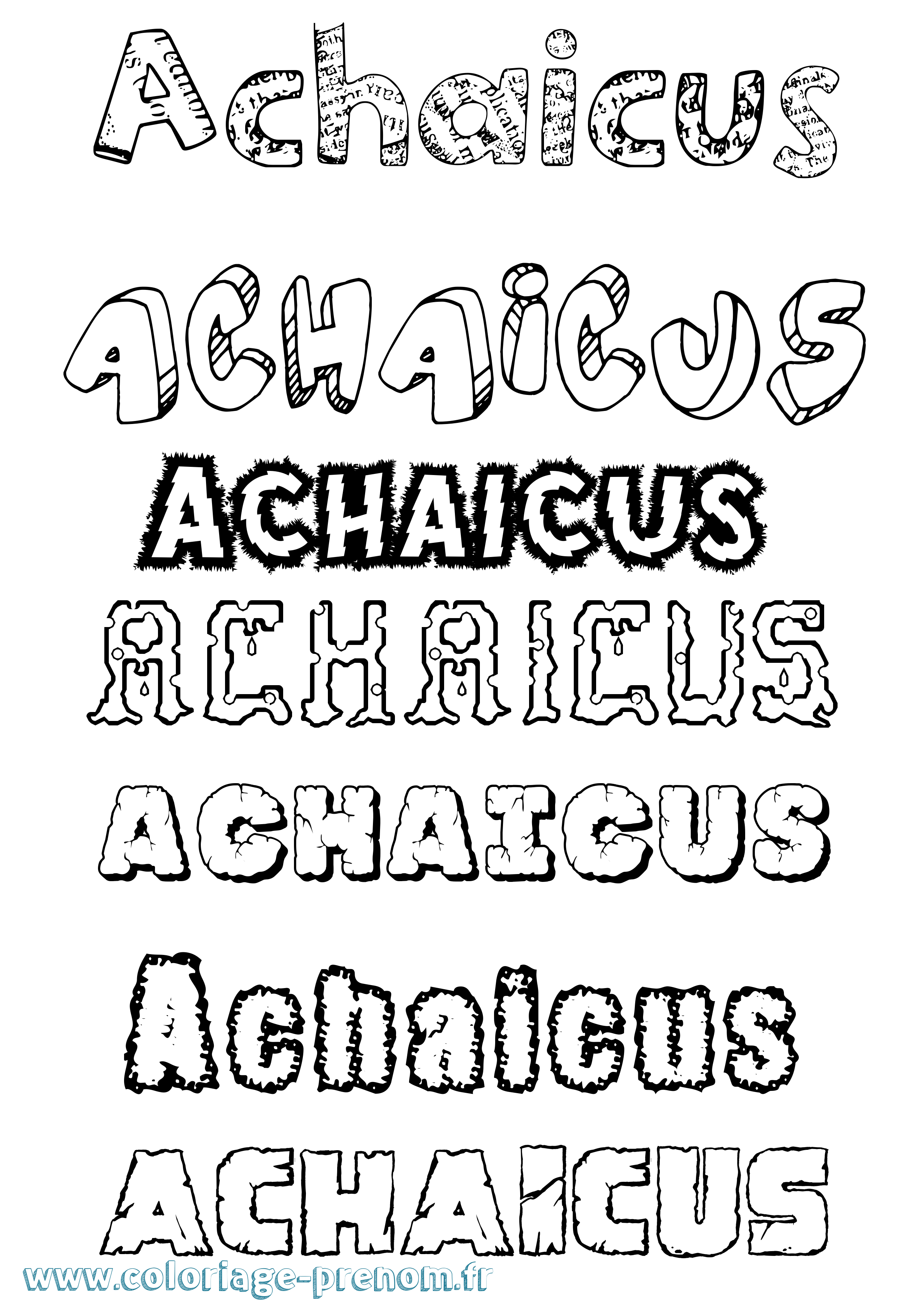 Coloriage prénom Achaicus Destructuré