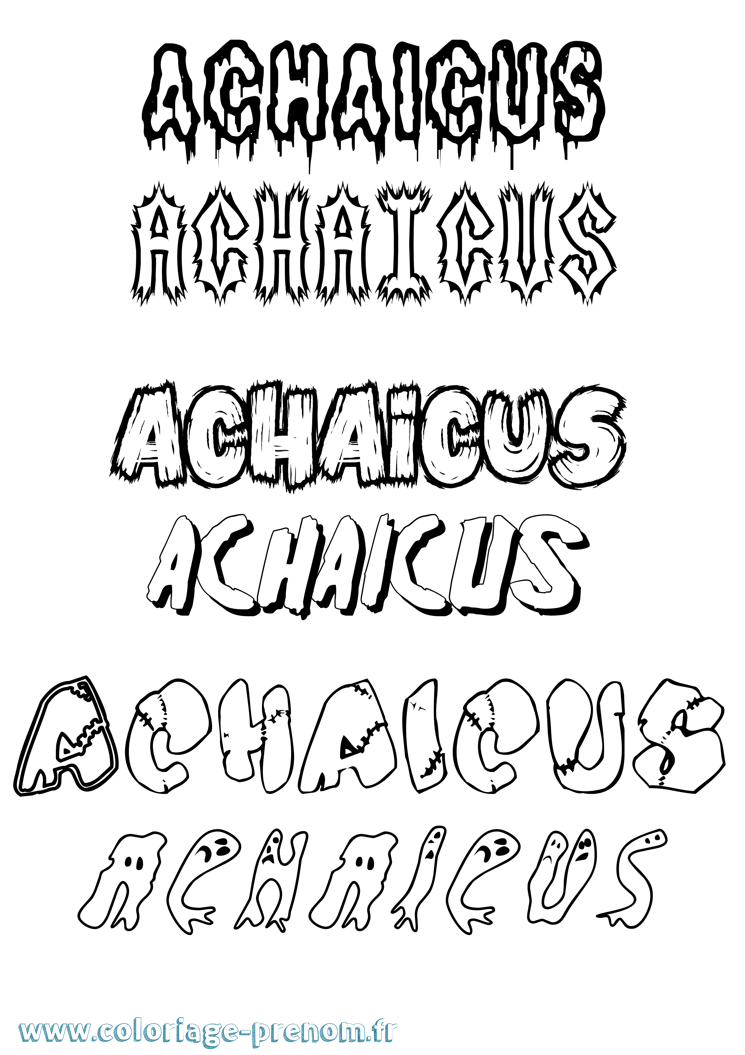 Coloriage prénom Achaicus Frisson