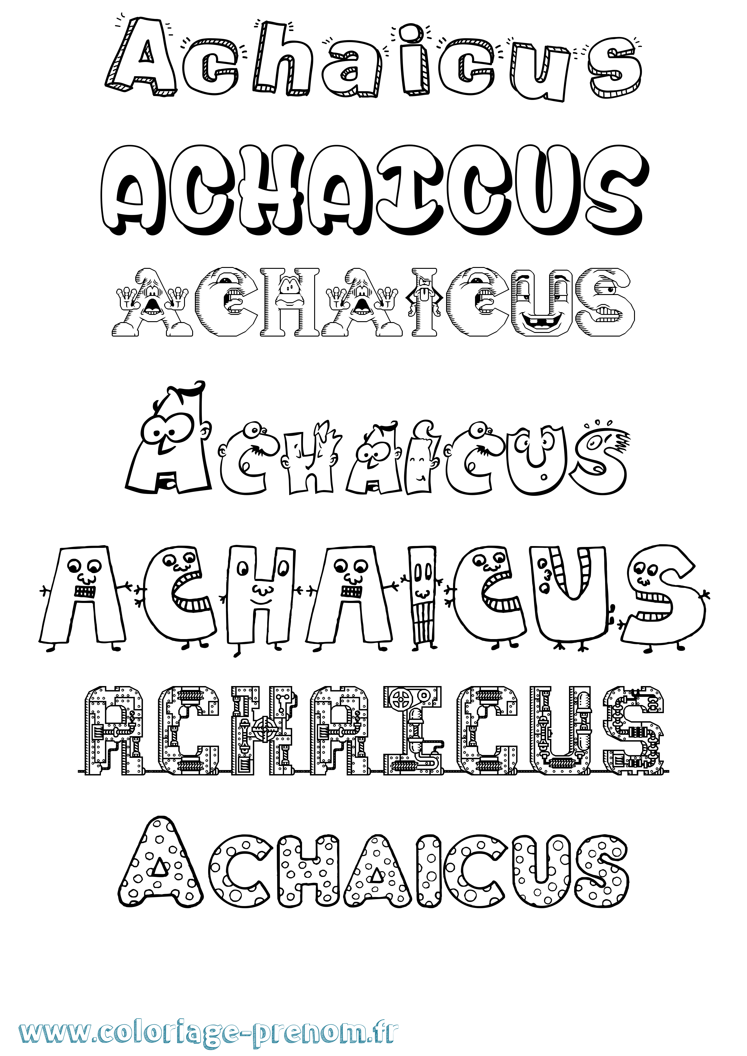 Coloriage prénom Achaicus Fun