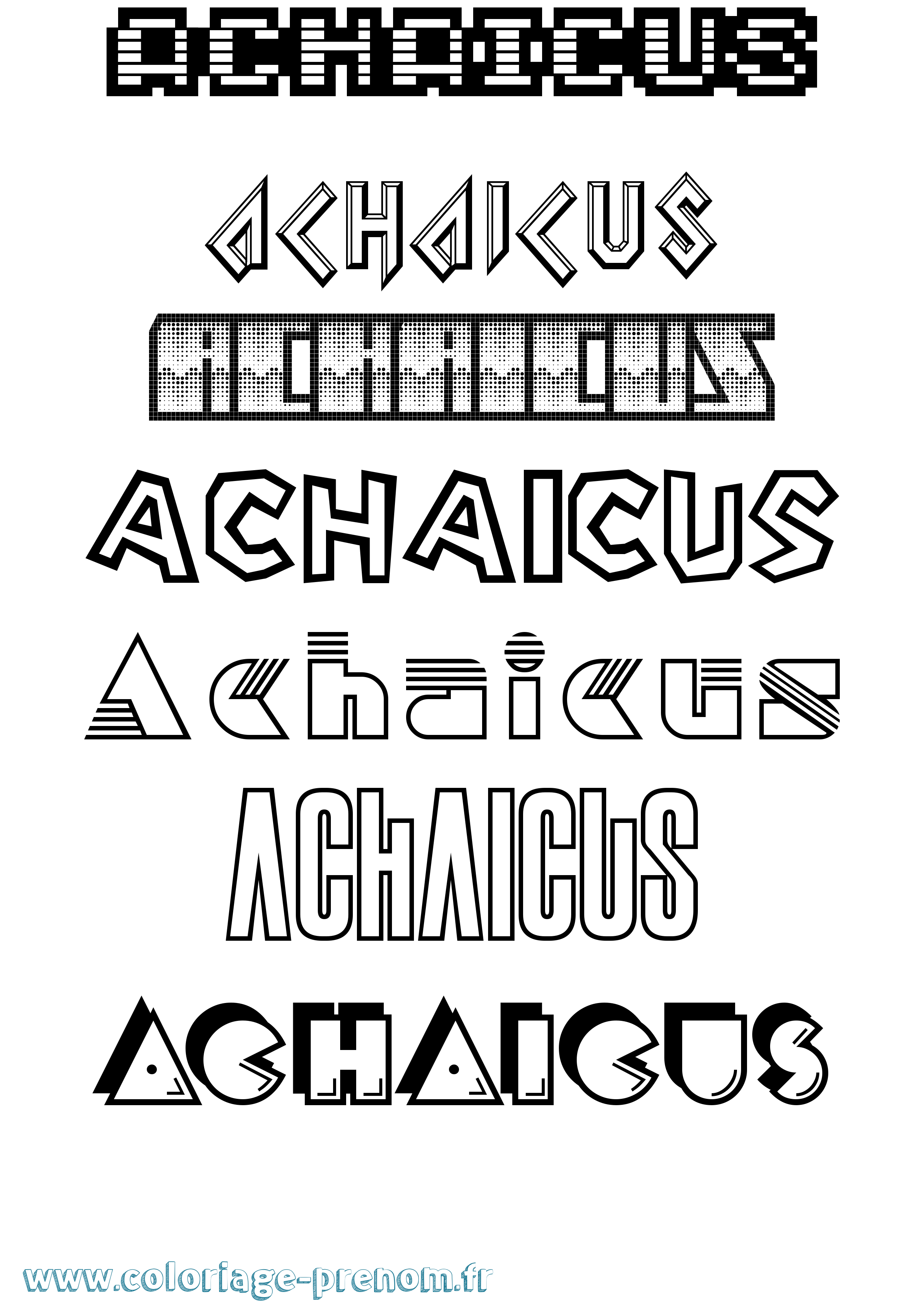 Coloriage prénom Achaicus Jeux Vidéos