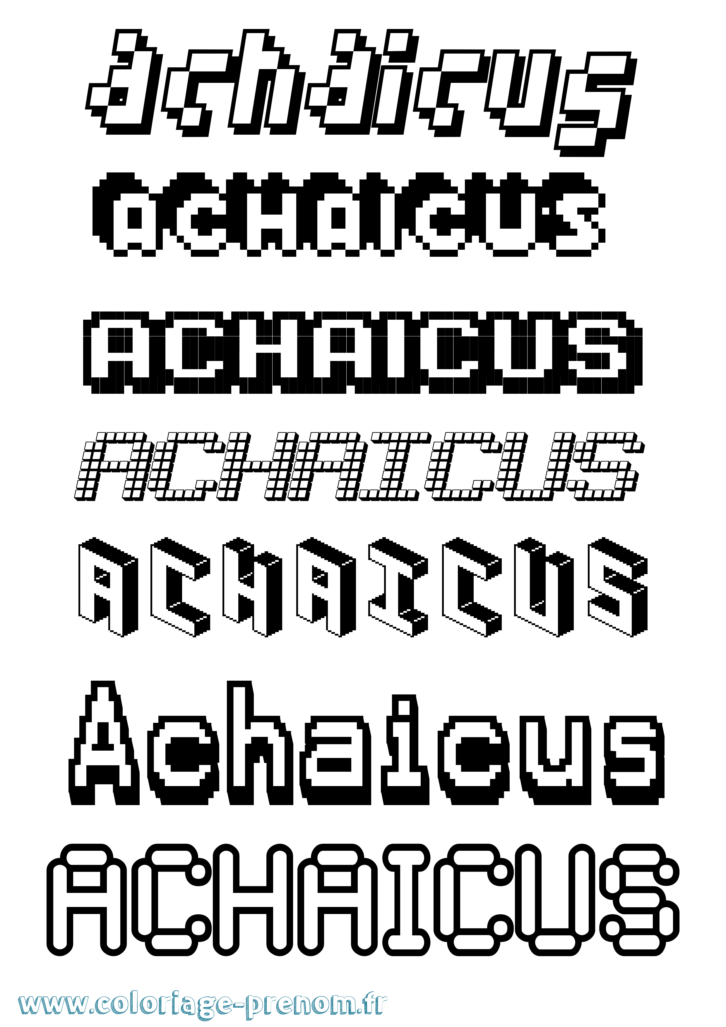 Coloriage prénom Achaicus Pixel