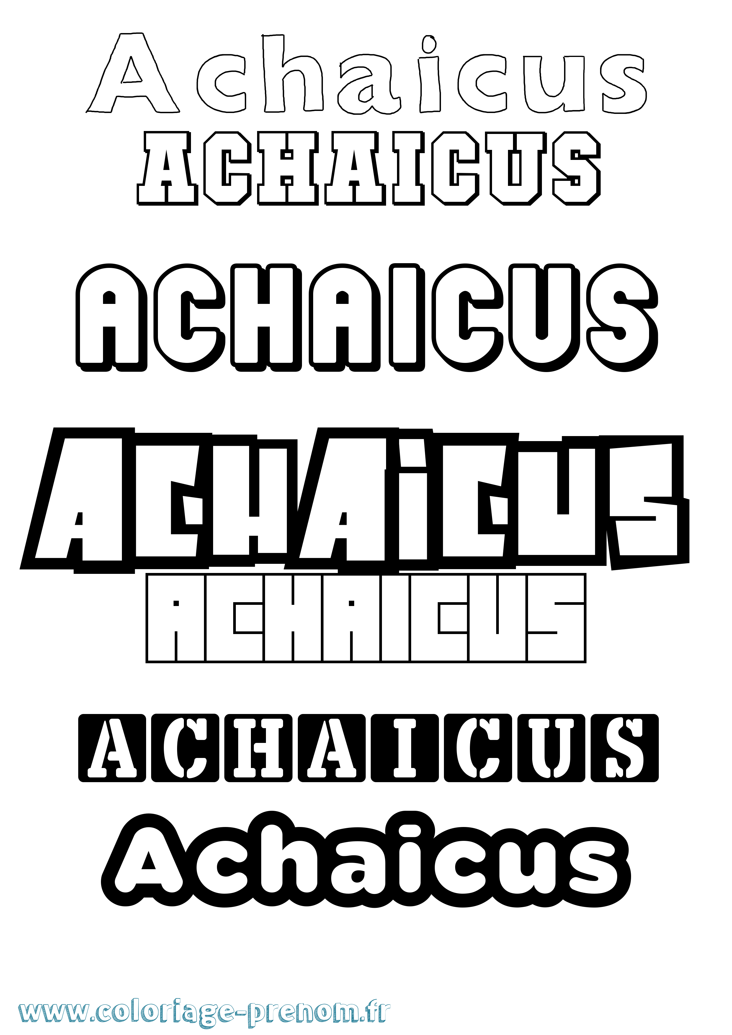Coloriage prénom Achaicus Simple