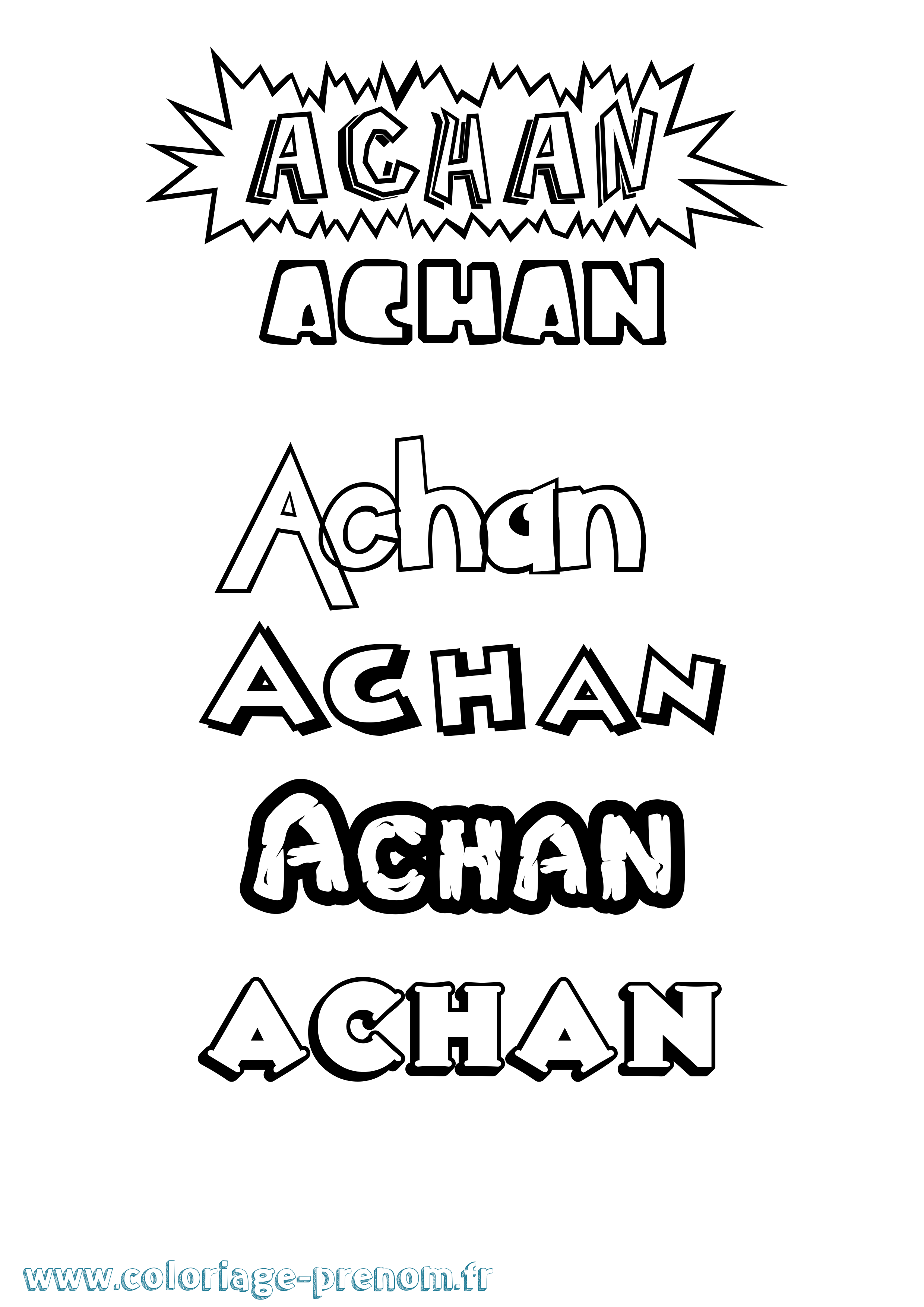 Coloriage Achan Dessin Animé Coloriage prénom Achan Dessin Animé