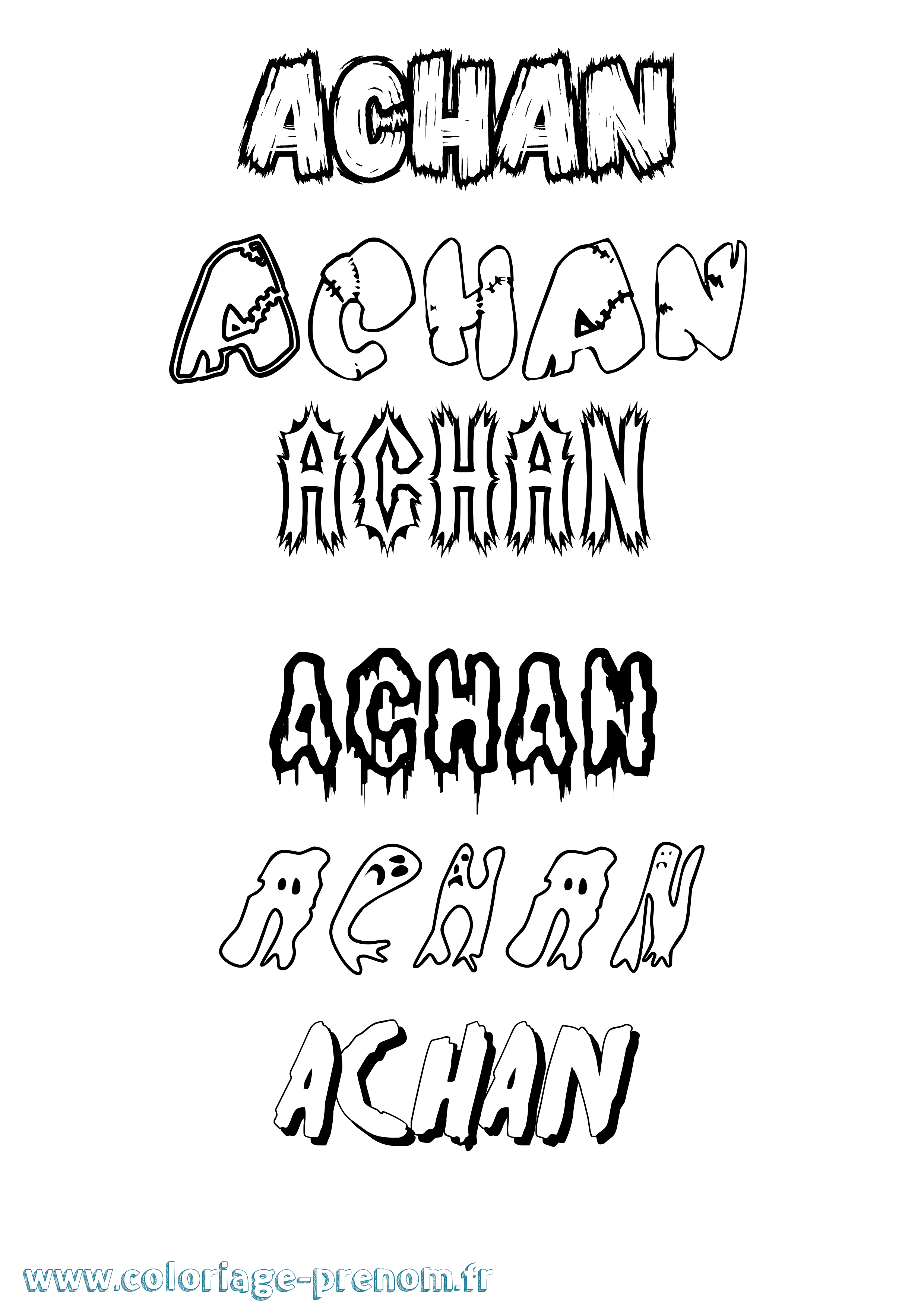 Coloriage Achan Frisson Coloriage prénom Achan Frisson