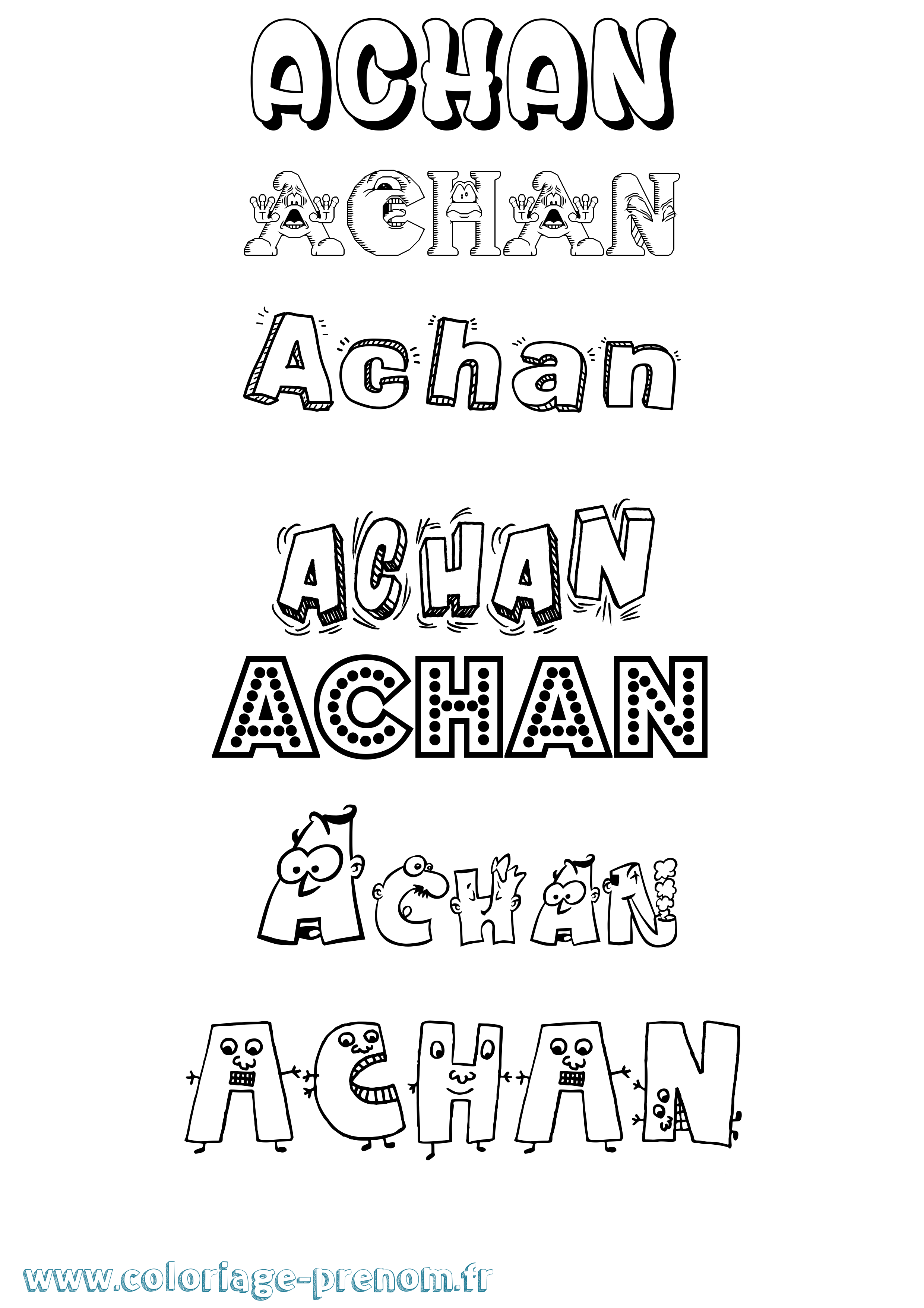 Coloriage Achan Fun Coloriage prénom Achan Fun