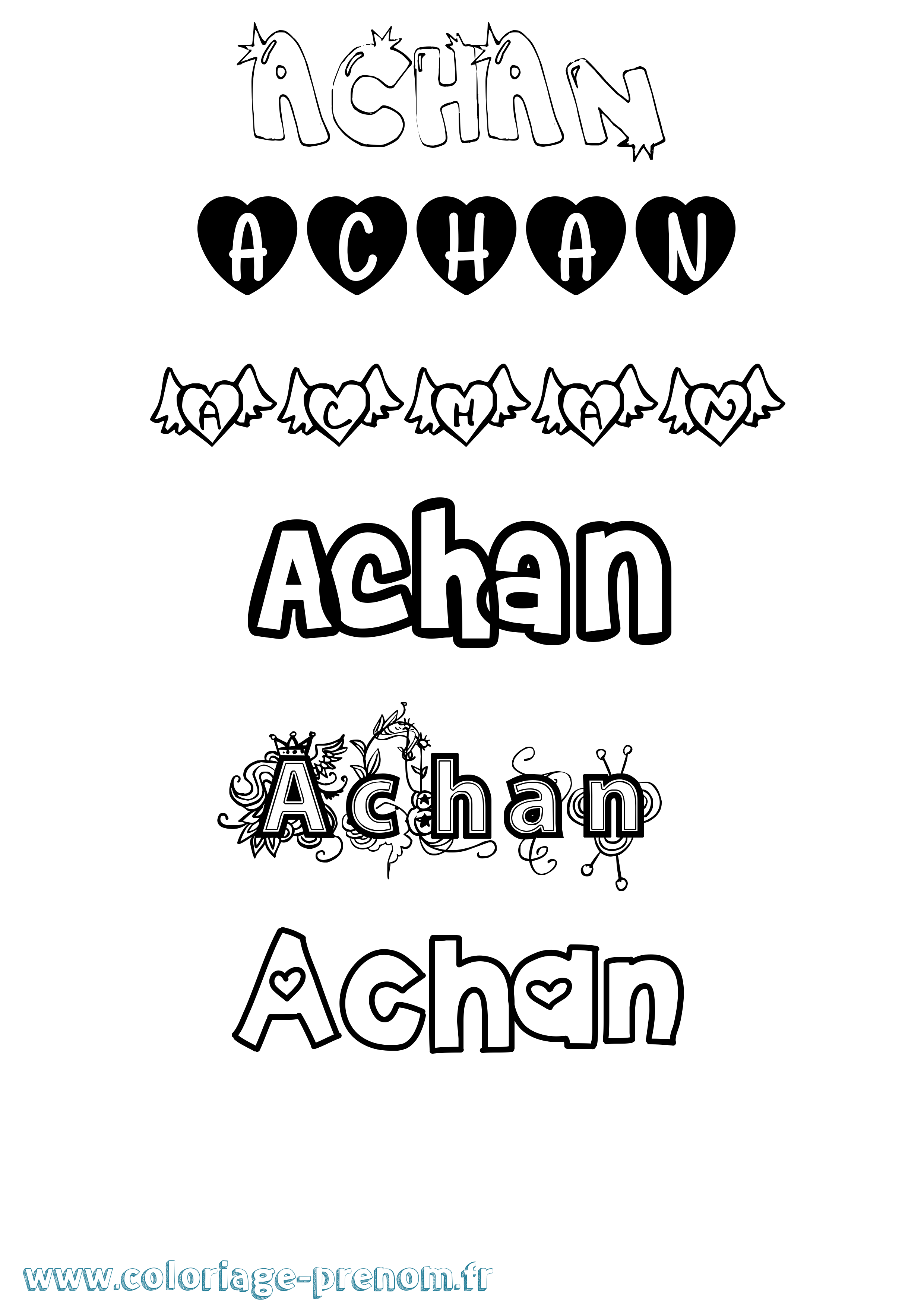 Coloriage Achan Girly Coloriage prénom Achan Girly