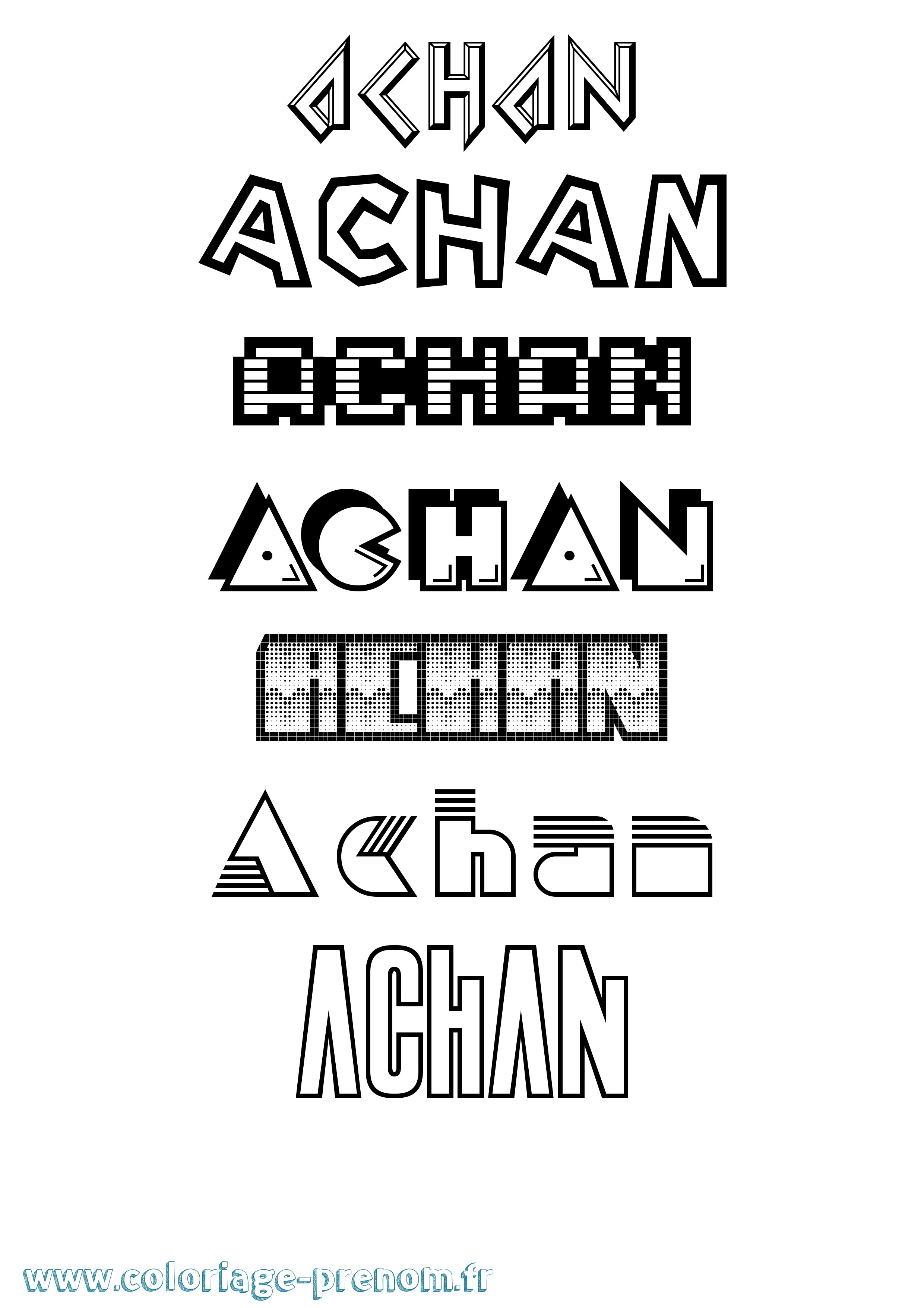 Coloriage Achan Jeux Vidéos Coloriage prénom Achan Jeux Vidéos