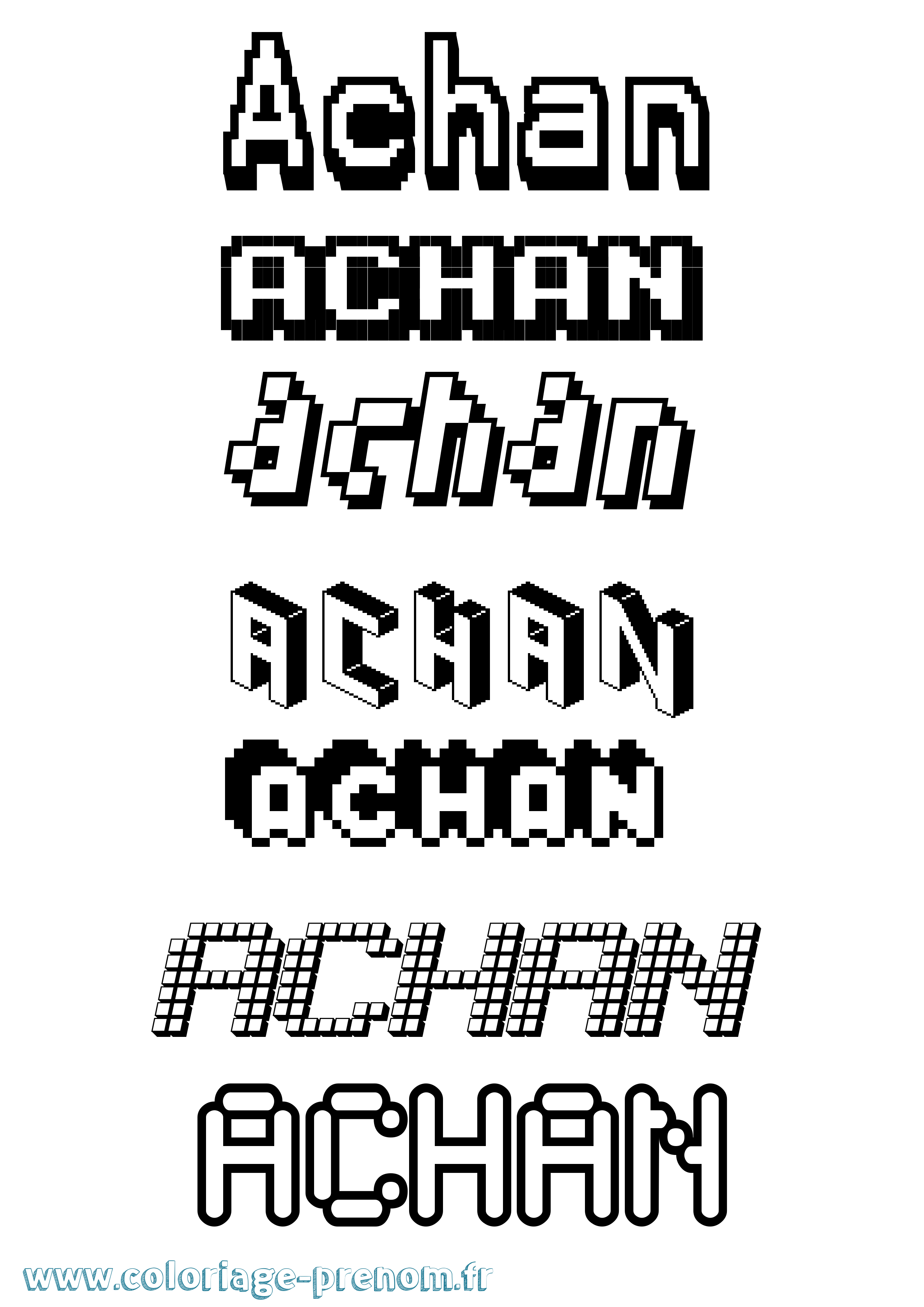 Coloriage Achan Pixel Coloriage prénom Achan Pixel