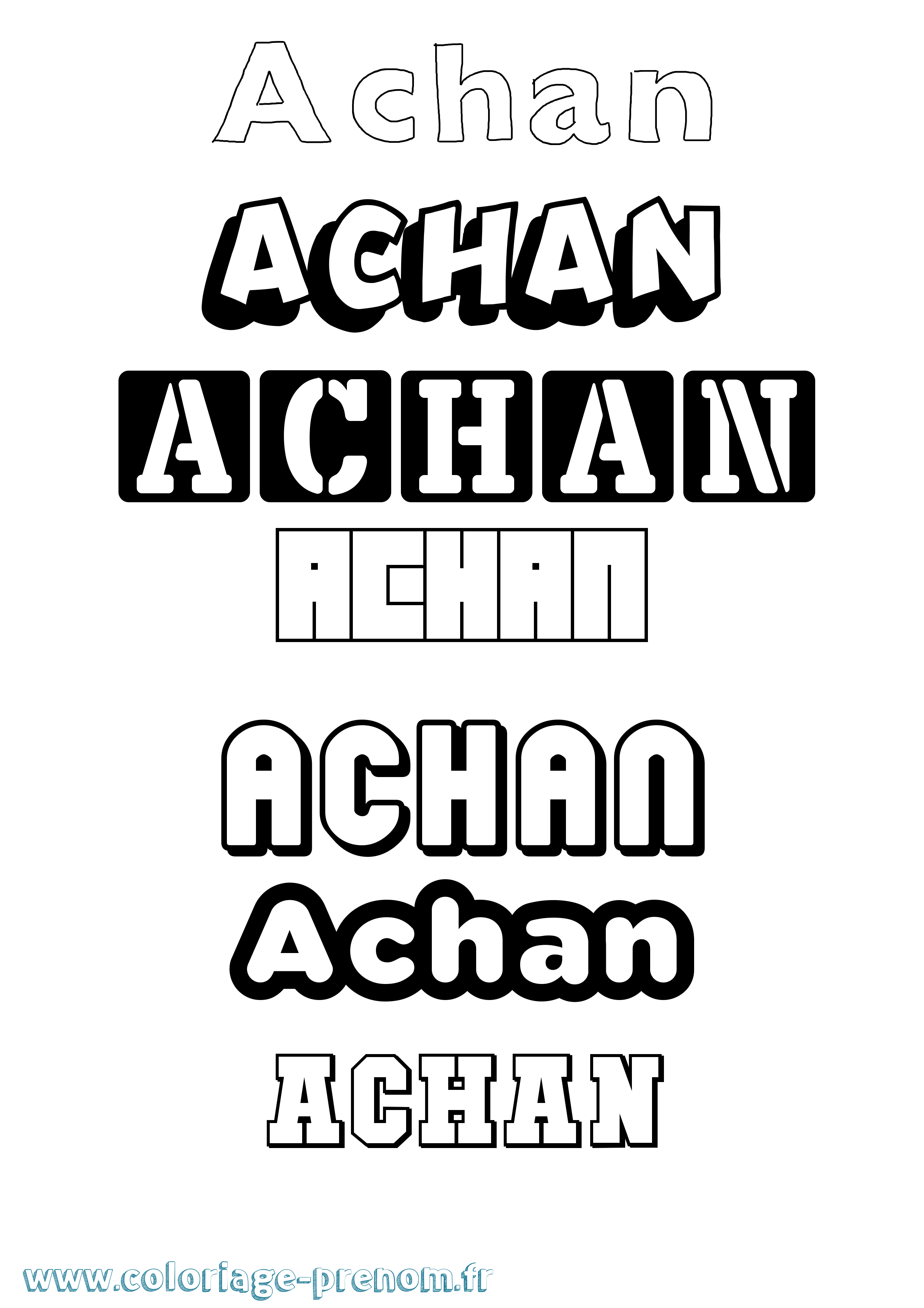 Coloriage Achan Simple Coloriage prénom Achan Simple