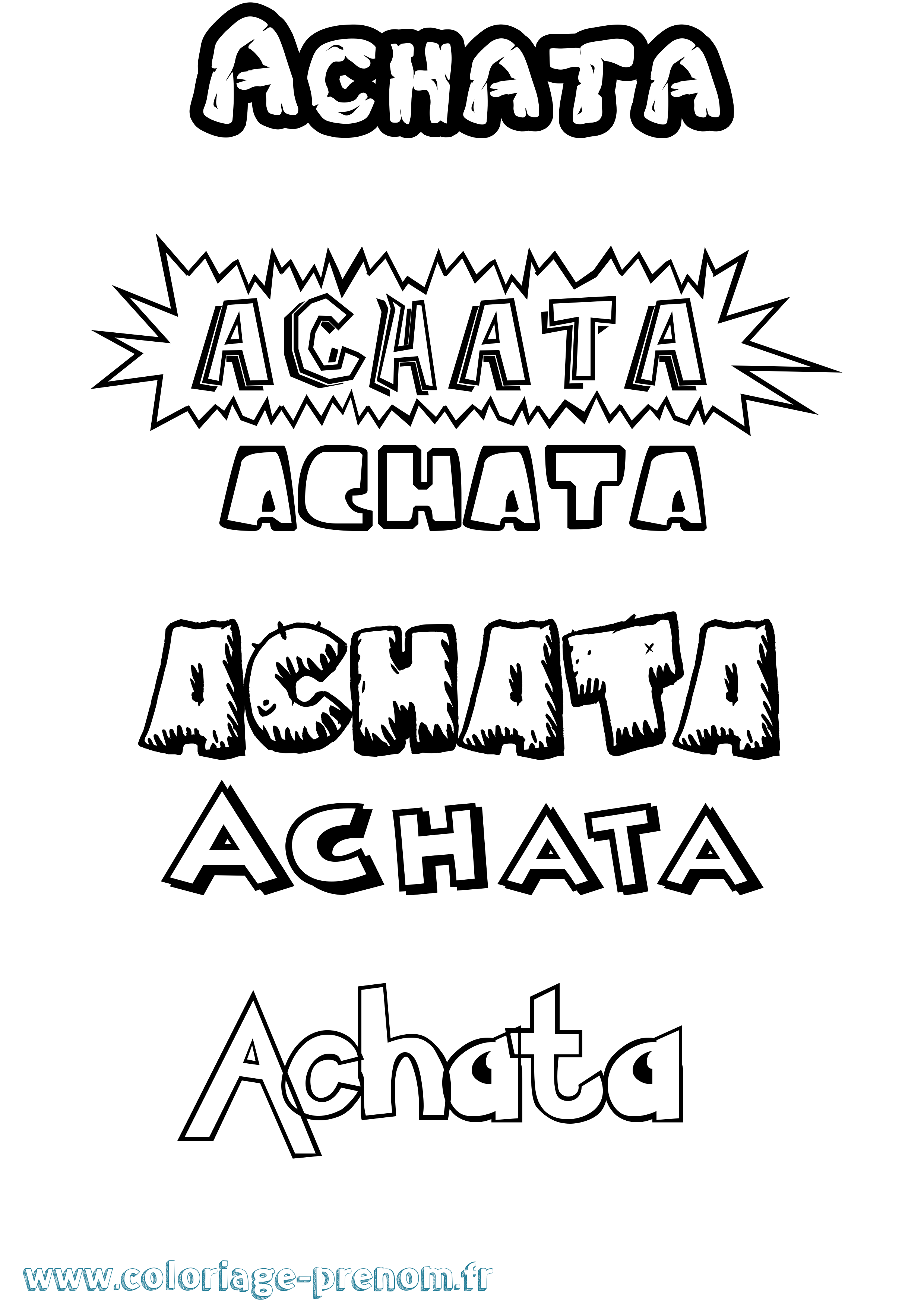 Coloriage prénom Achata Dessin Animé