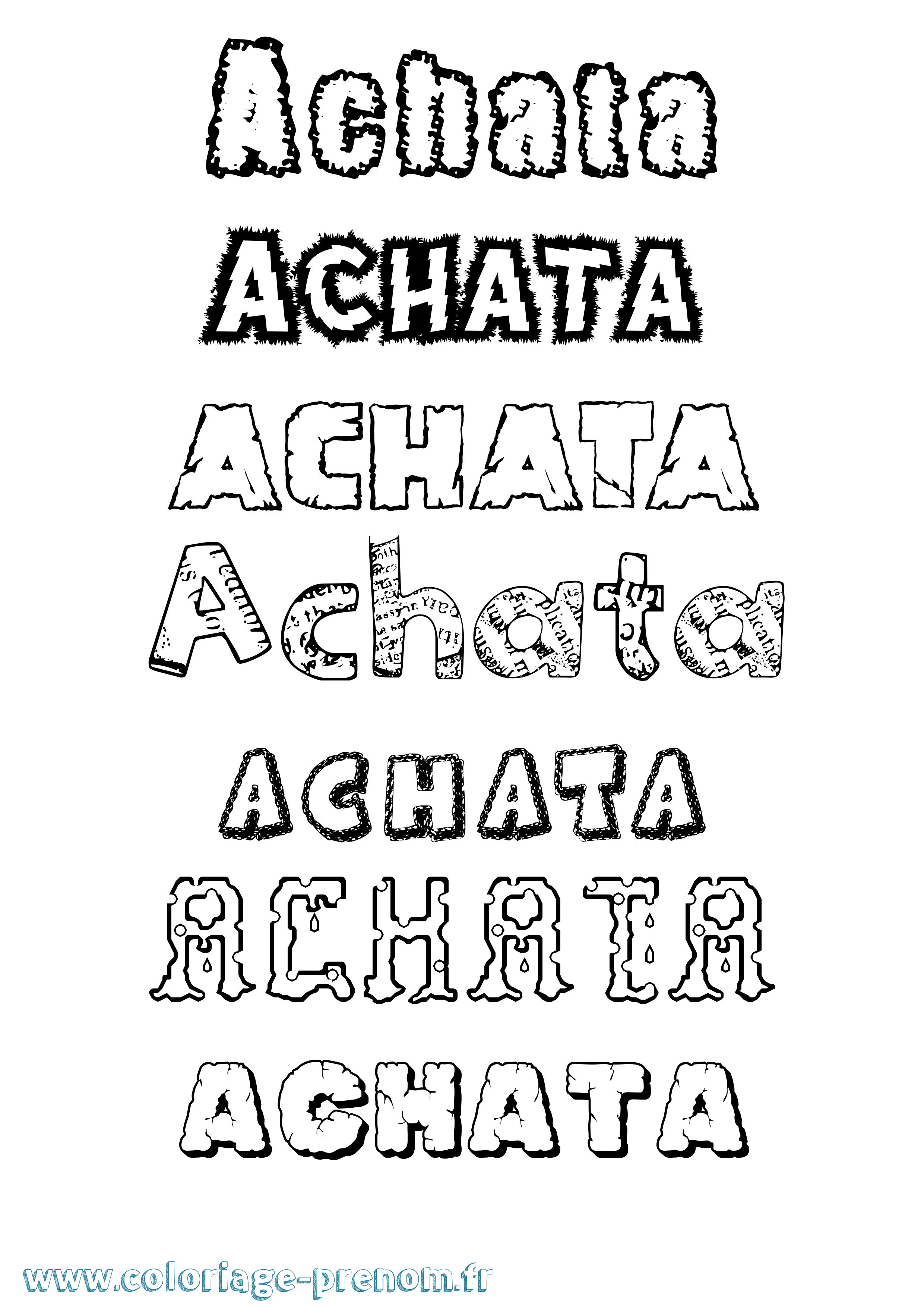 Coloriage prénom Achata Destructuré