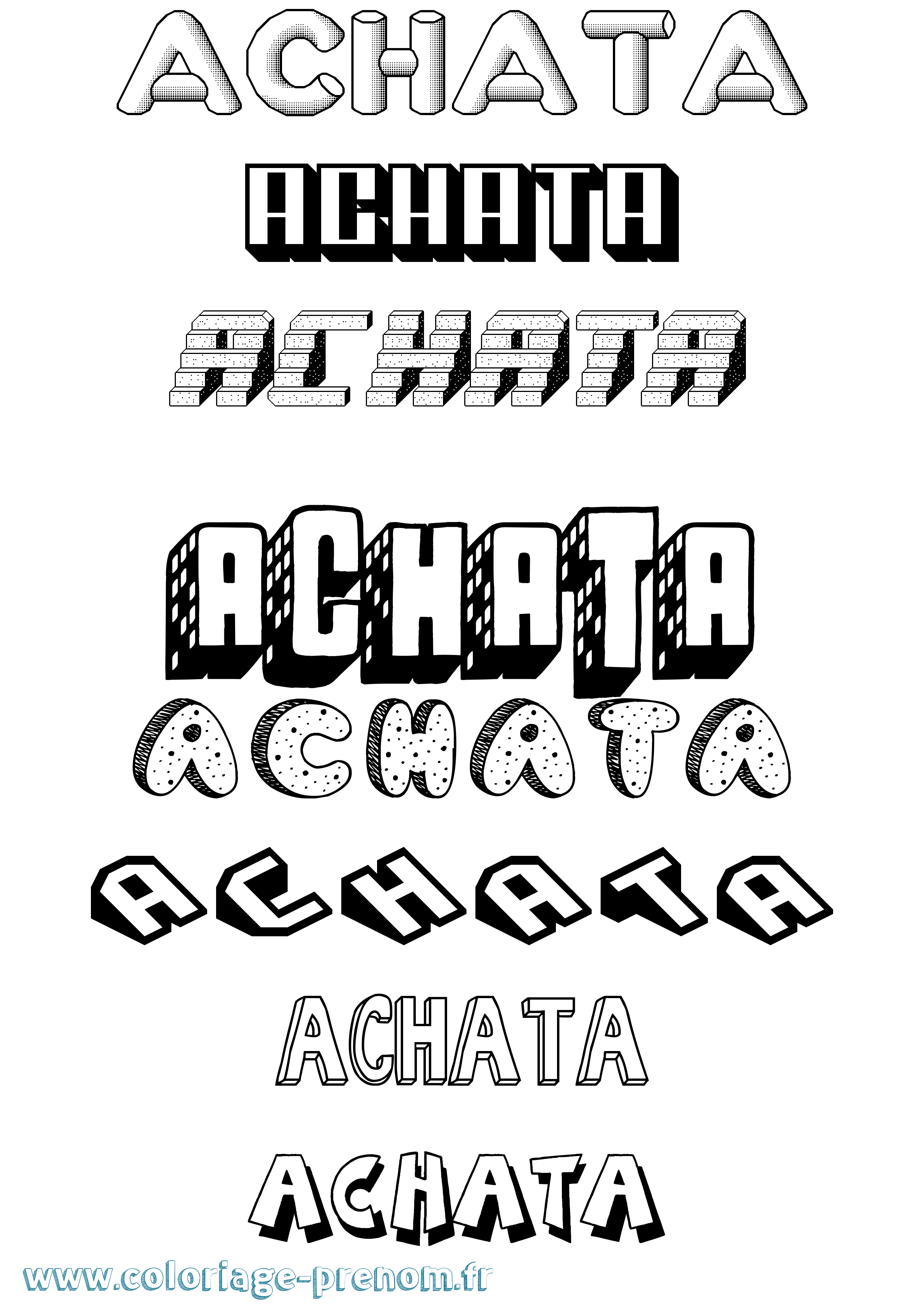 Coloriage prénom Achata Effet 3D