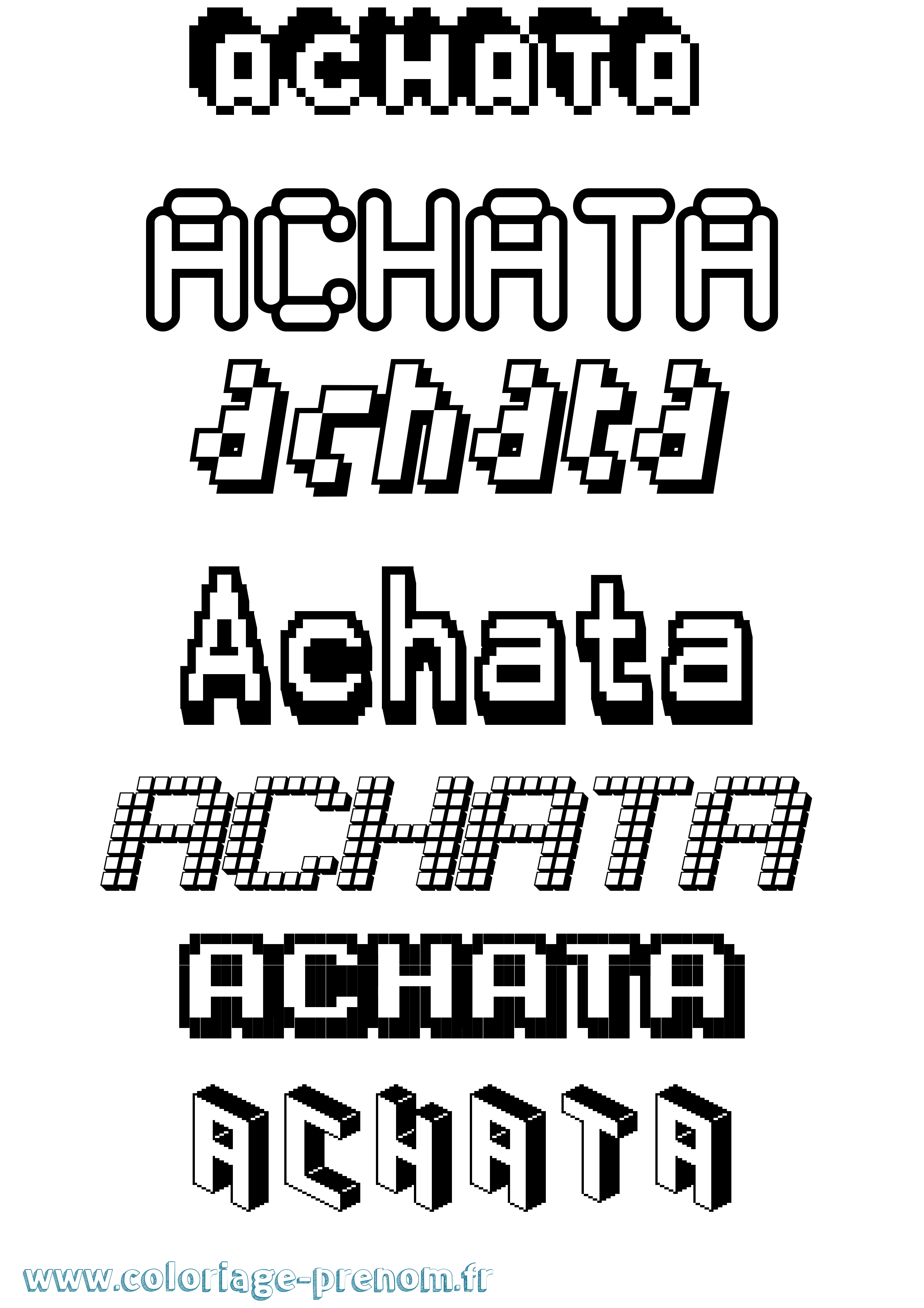 Coloriage prénom Achata Pixel
