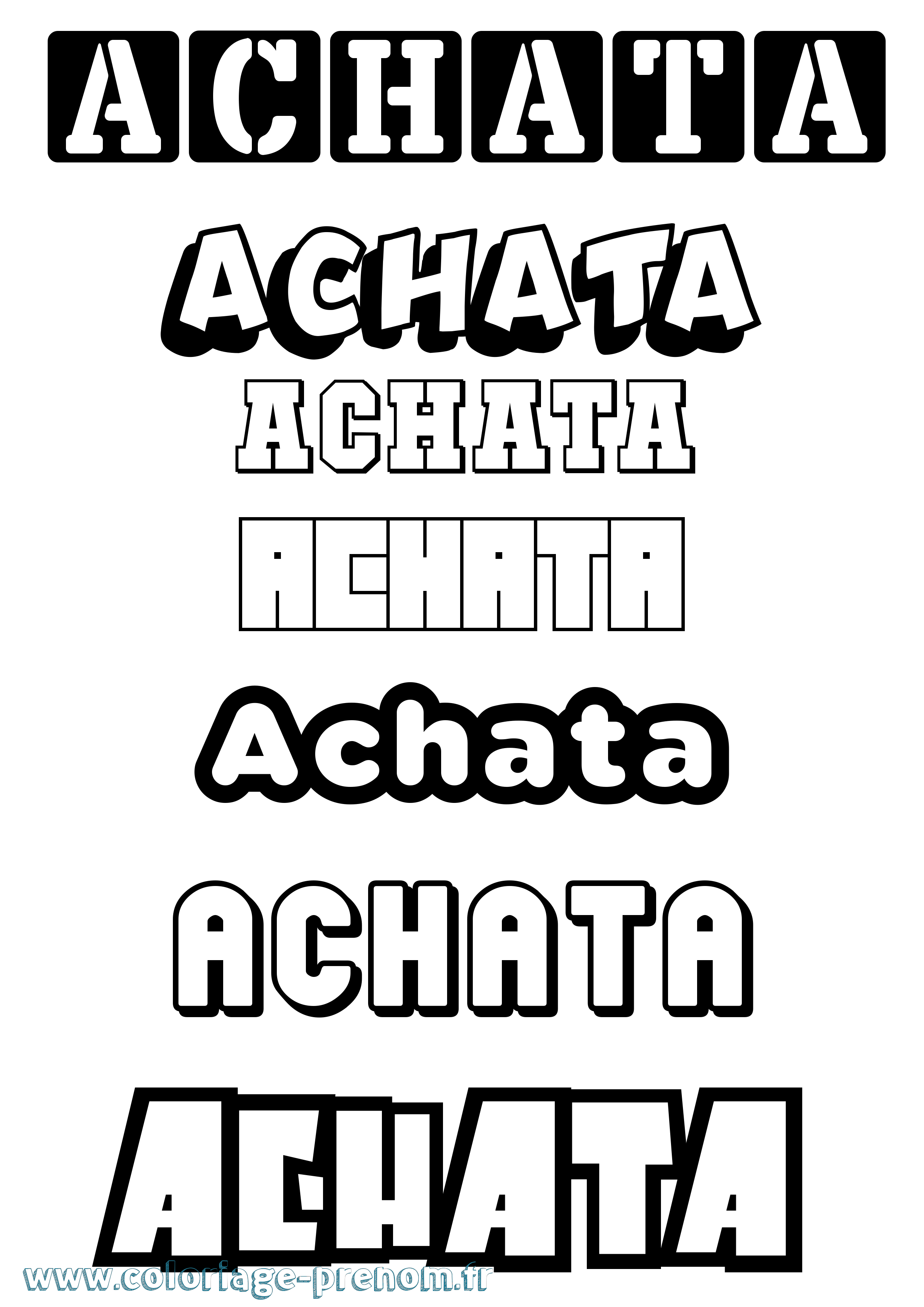 Coloriage prénom Achata Simple