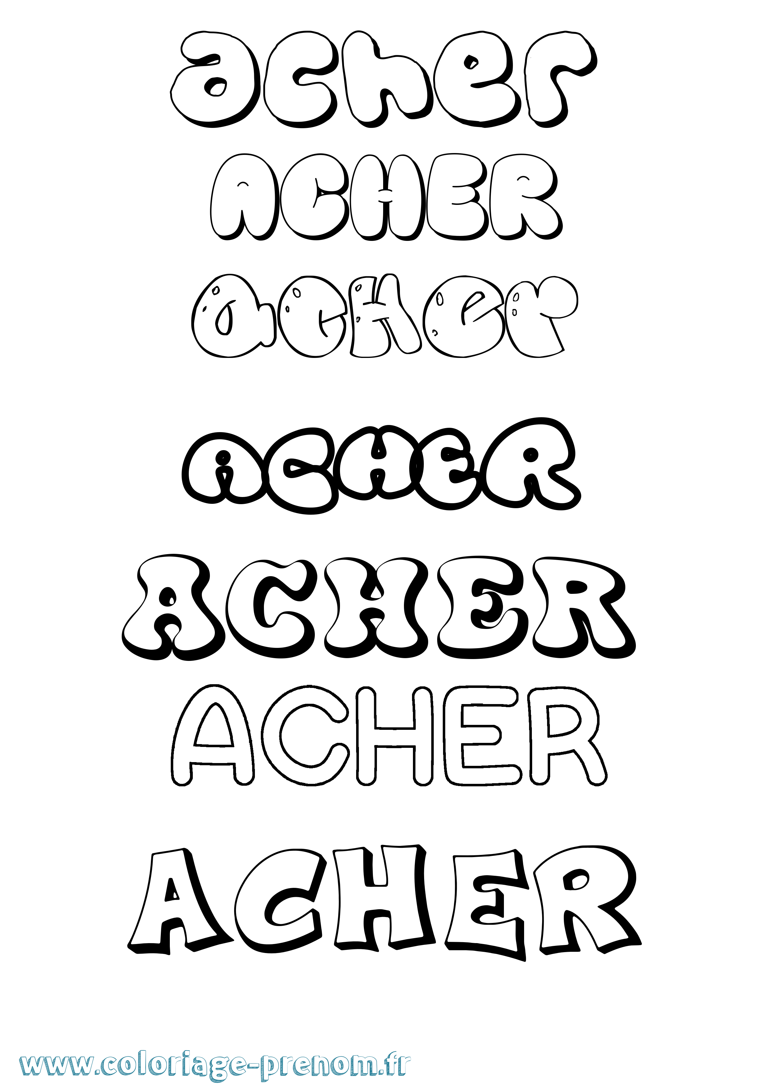 Coloriage Acher Bubble Coloriage prénom Acher Bubble