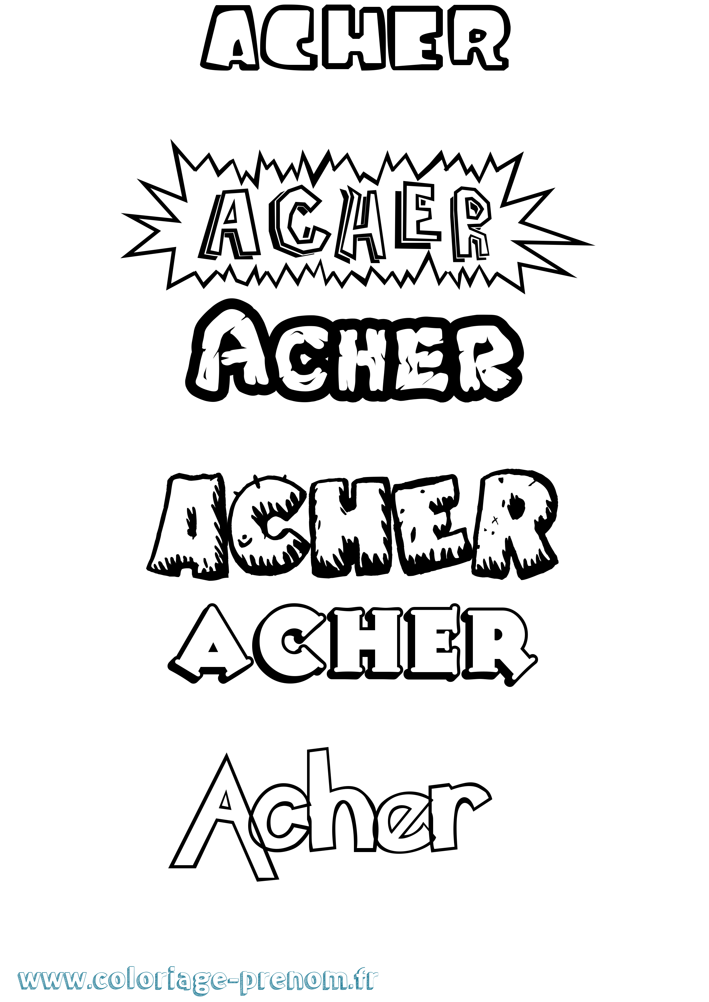 Coloriage Acher Dessin Animé Coloriage prénom Acher Dessin Animé