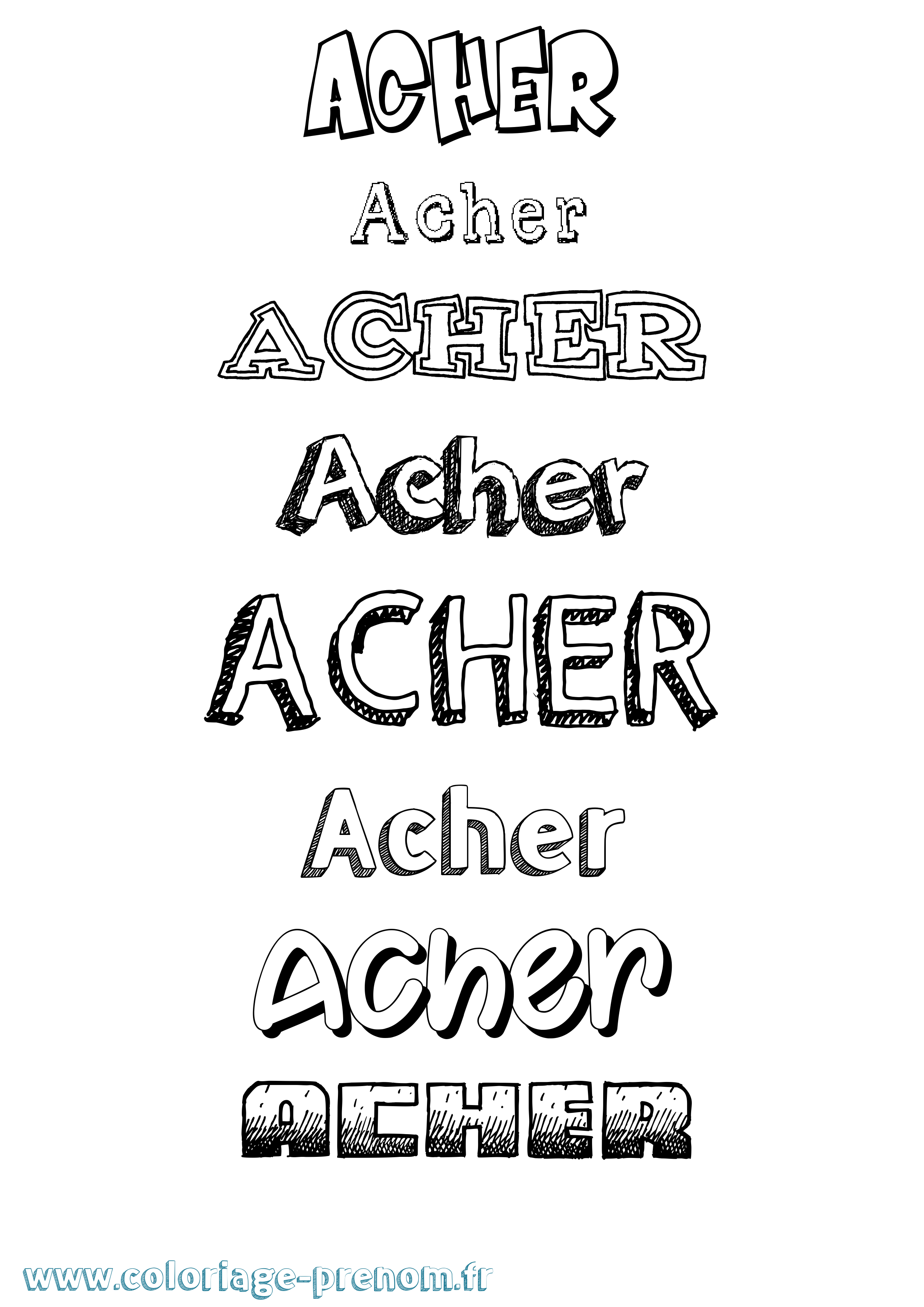 Coloriage Acher Dessiné Coloriage prénom Acher Dessiné
