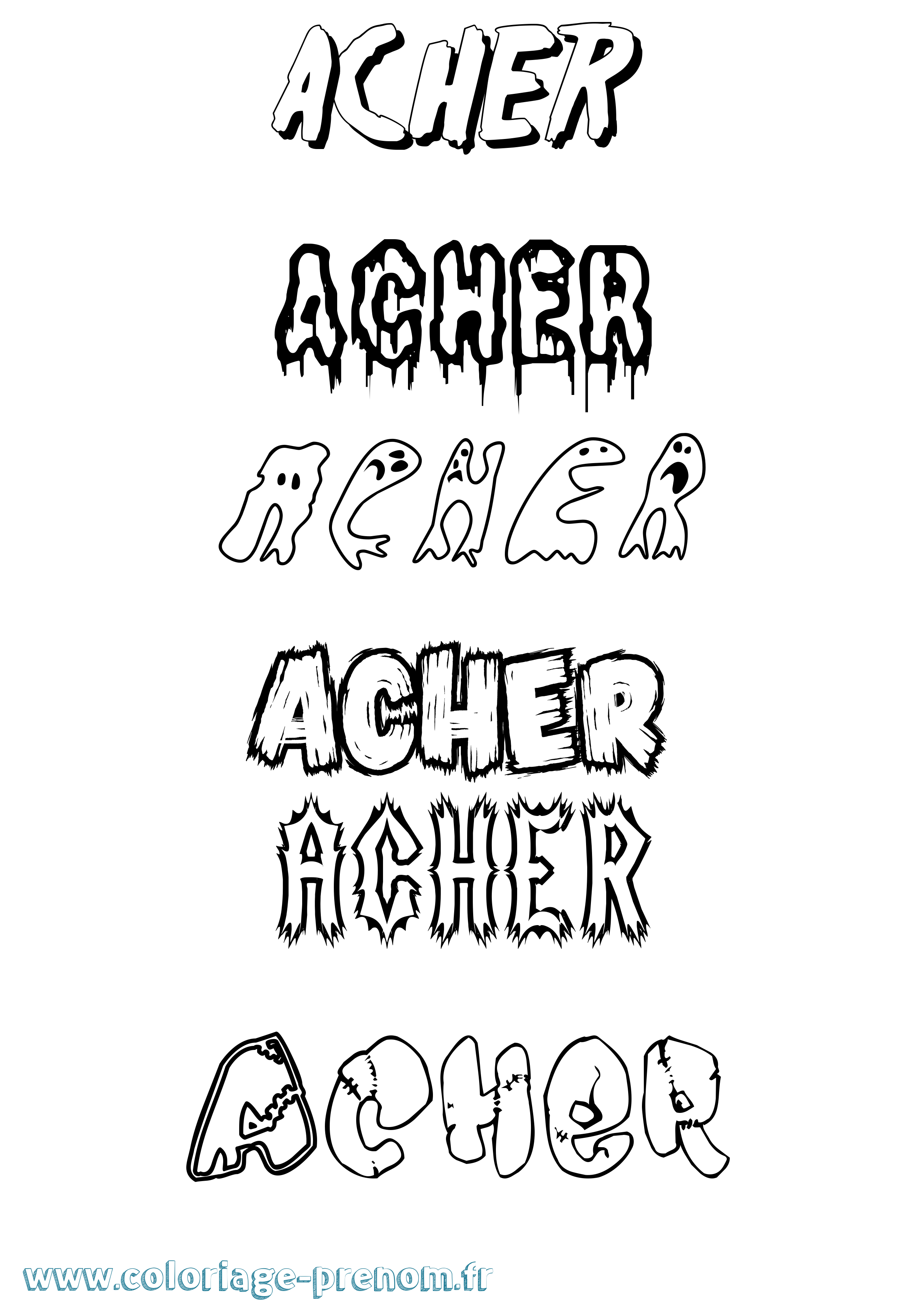 Coloriage Acher Frisson Coloriage prénom Acher Frisson