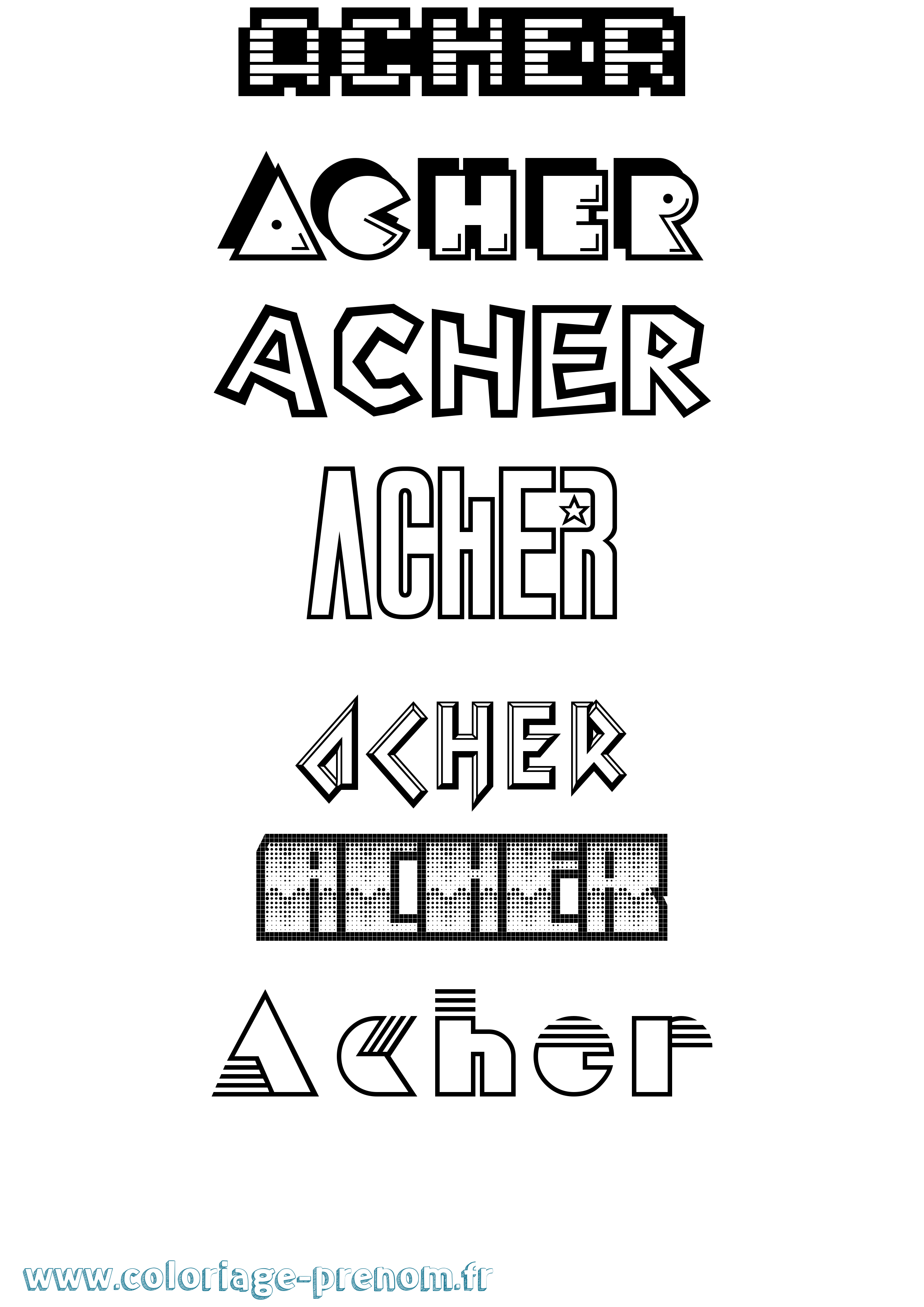 Coloriage Acher Jeux Vidéos Coloriage prénom Acher Jeux Vidéos