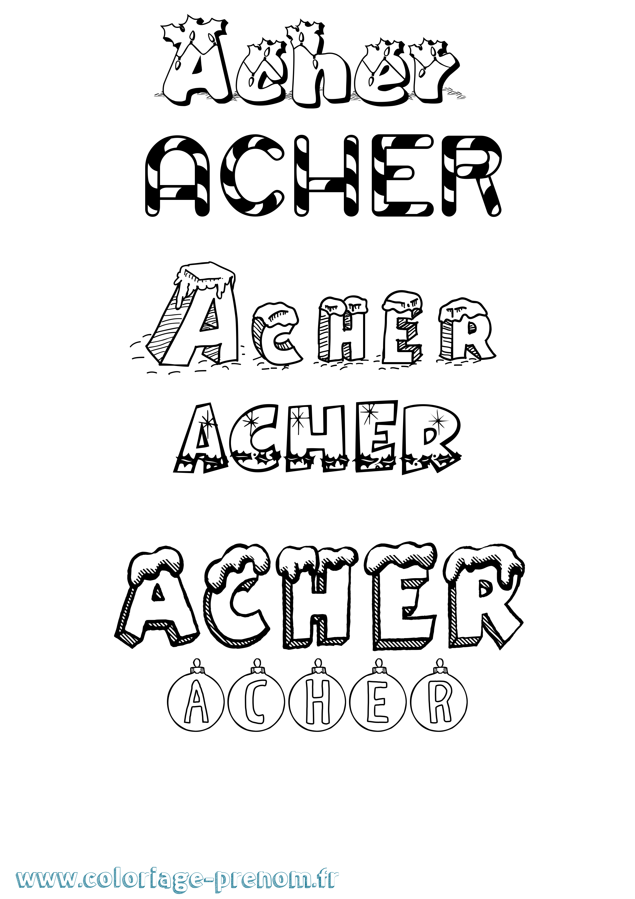 Coloriage Acher Noël Coloriage prénom Acher Noël