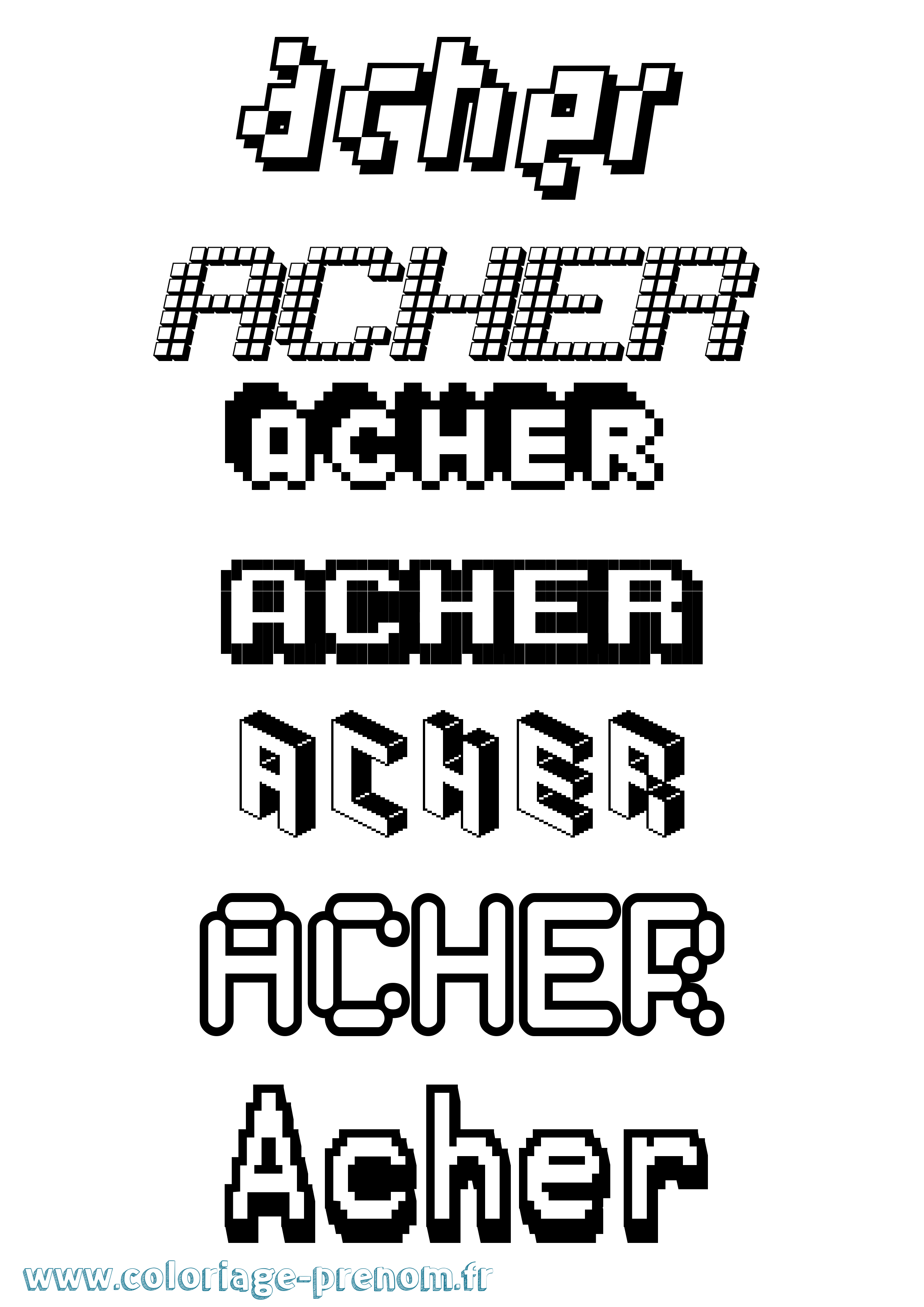 Coloriage Acher Pixel Coloriage prénom Acher Pixel