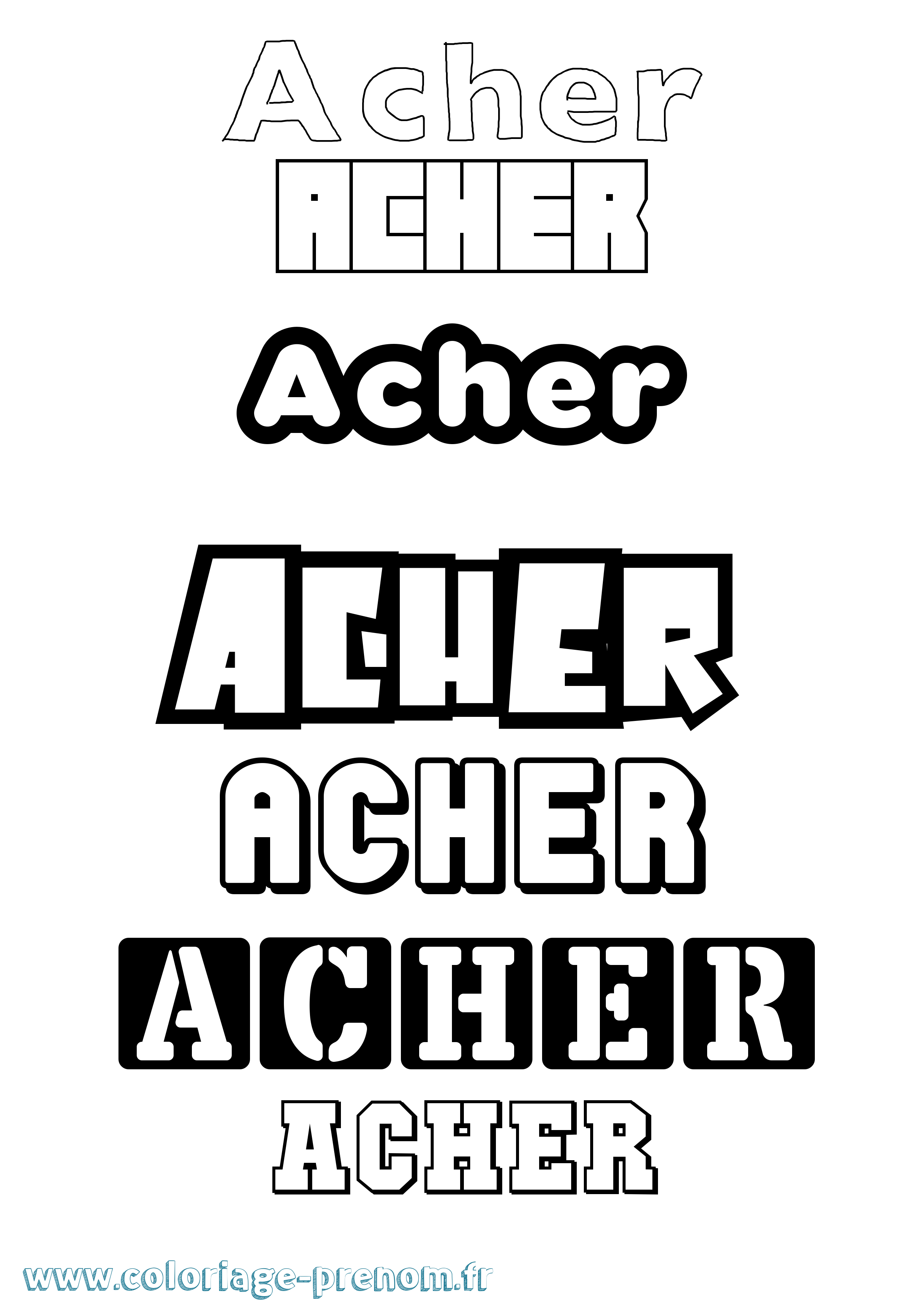 Coloriage Acher Simple Coloriage prénom Acher Simple