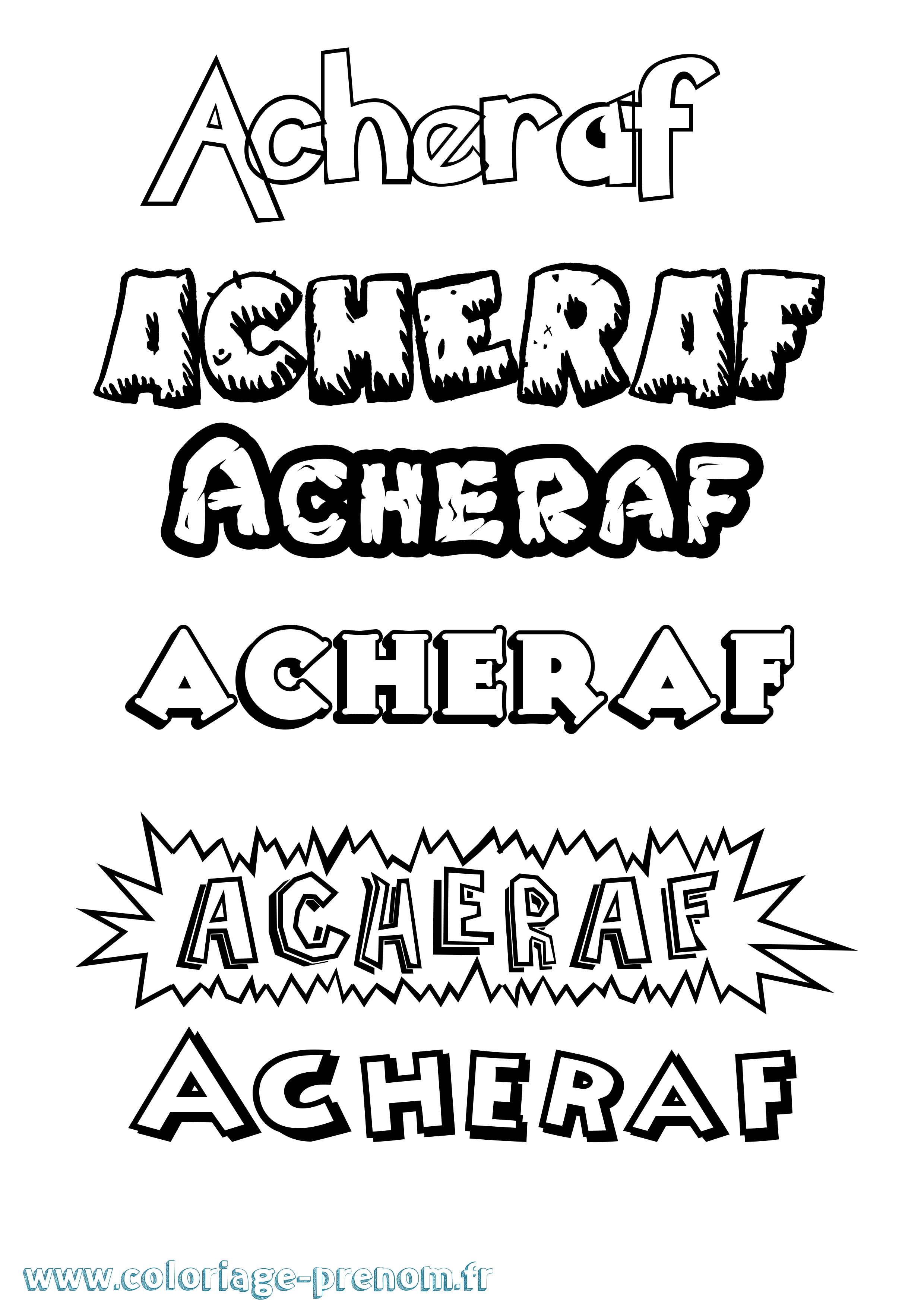 Coloriage prénom Acheraf Dessin Animé