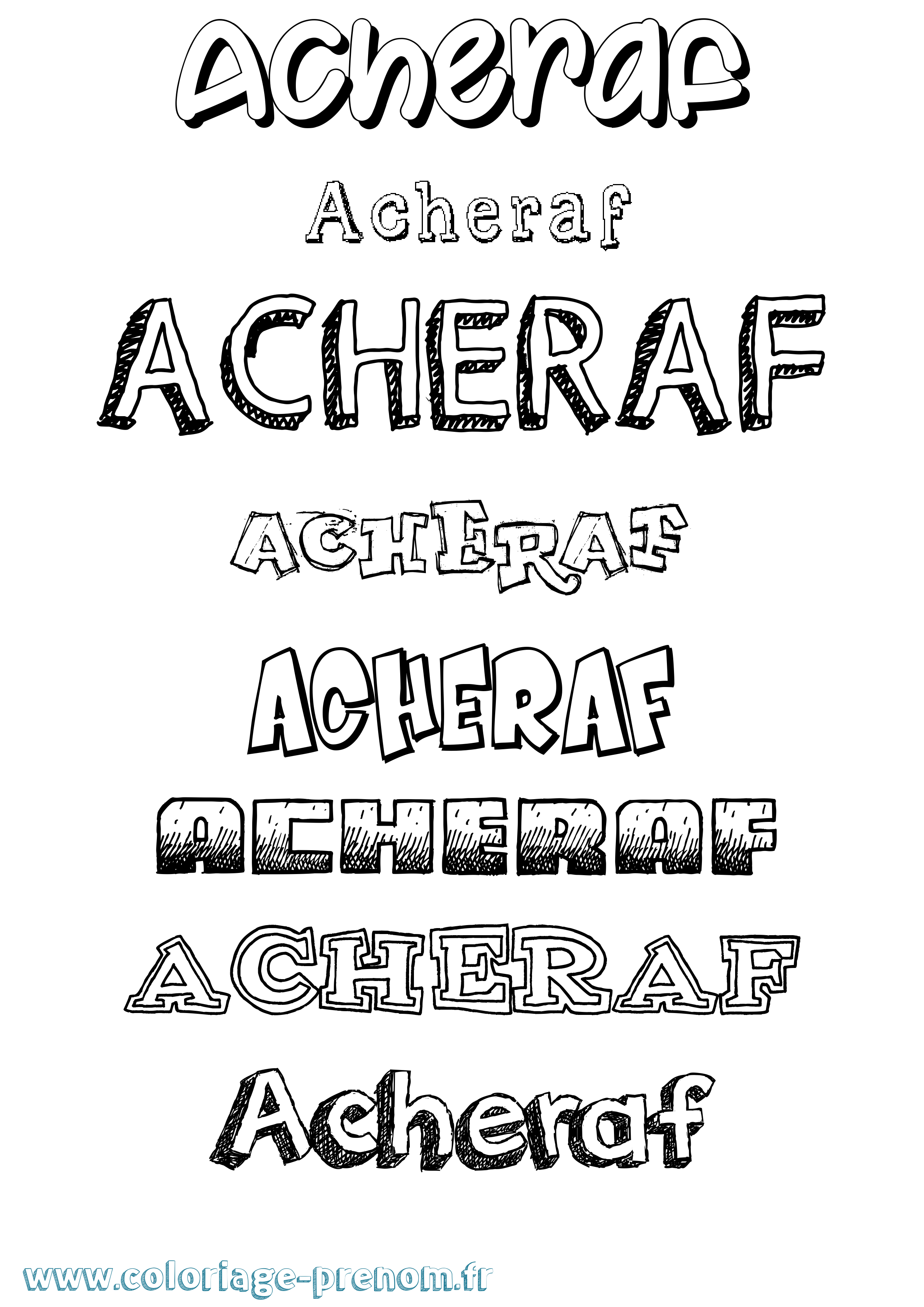 Coloriage prénom Acheraf Dessiné