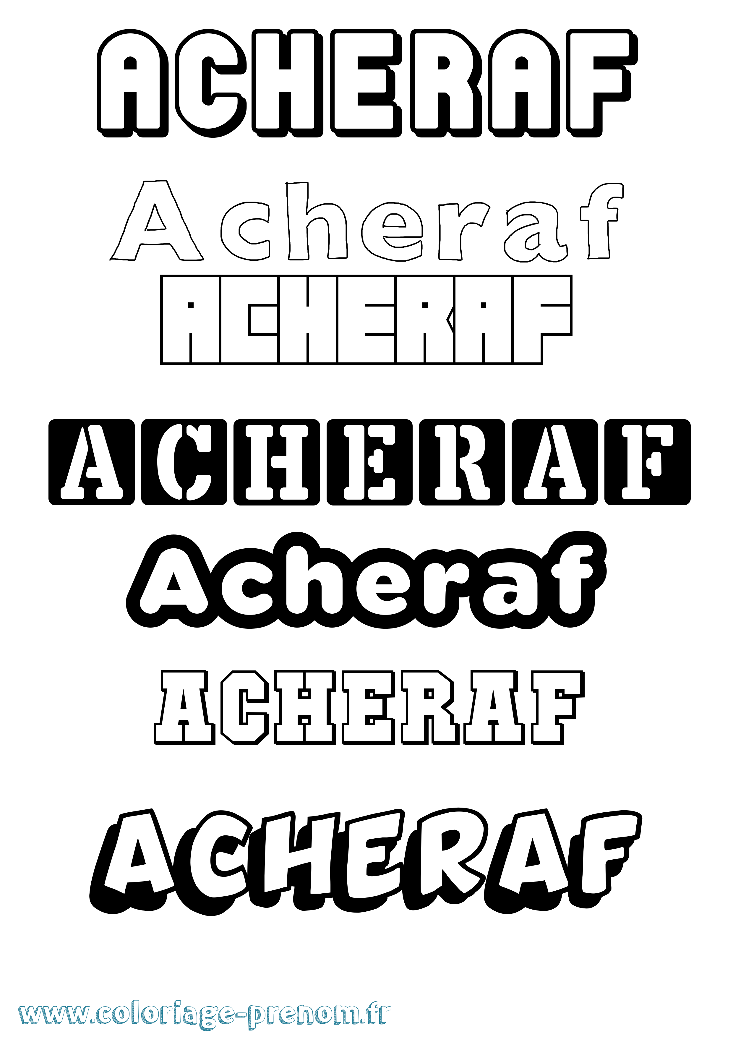 Coloriage prénom Acheraf Simple