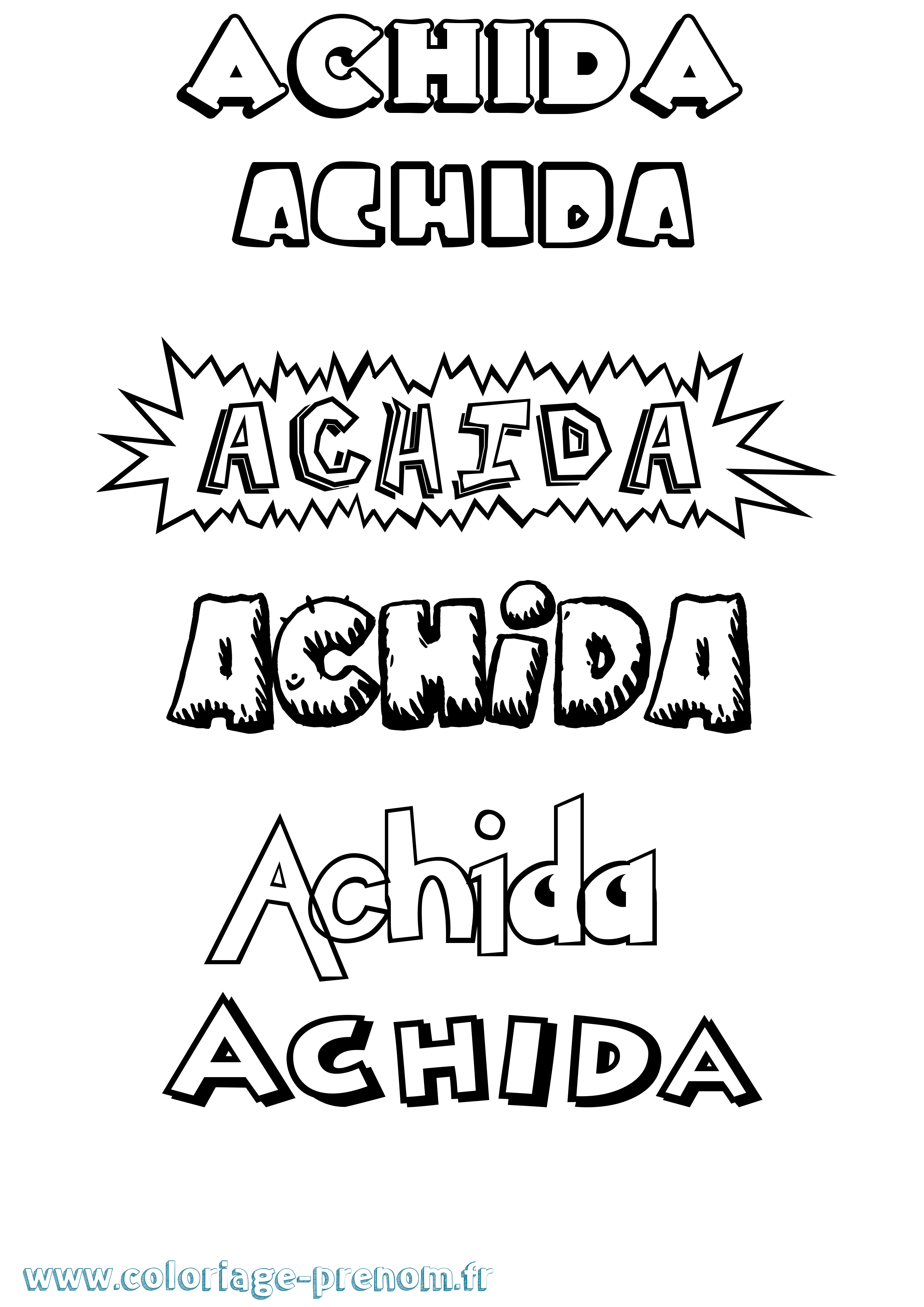 Coloriage prénom Achida Dessin Animé