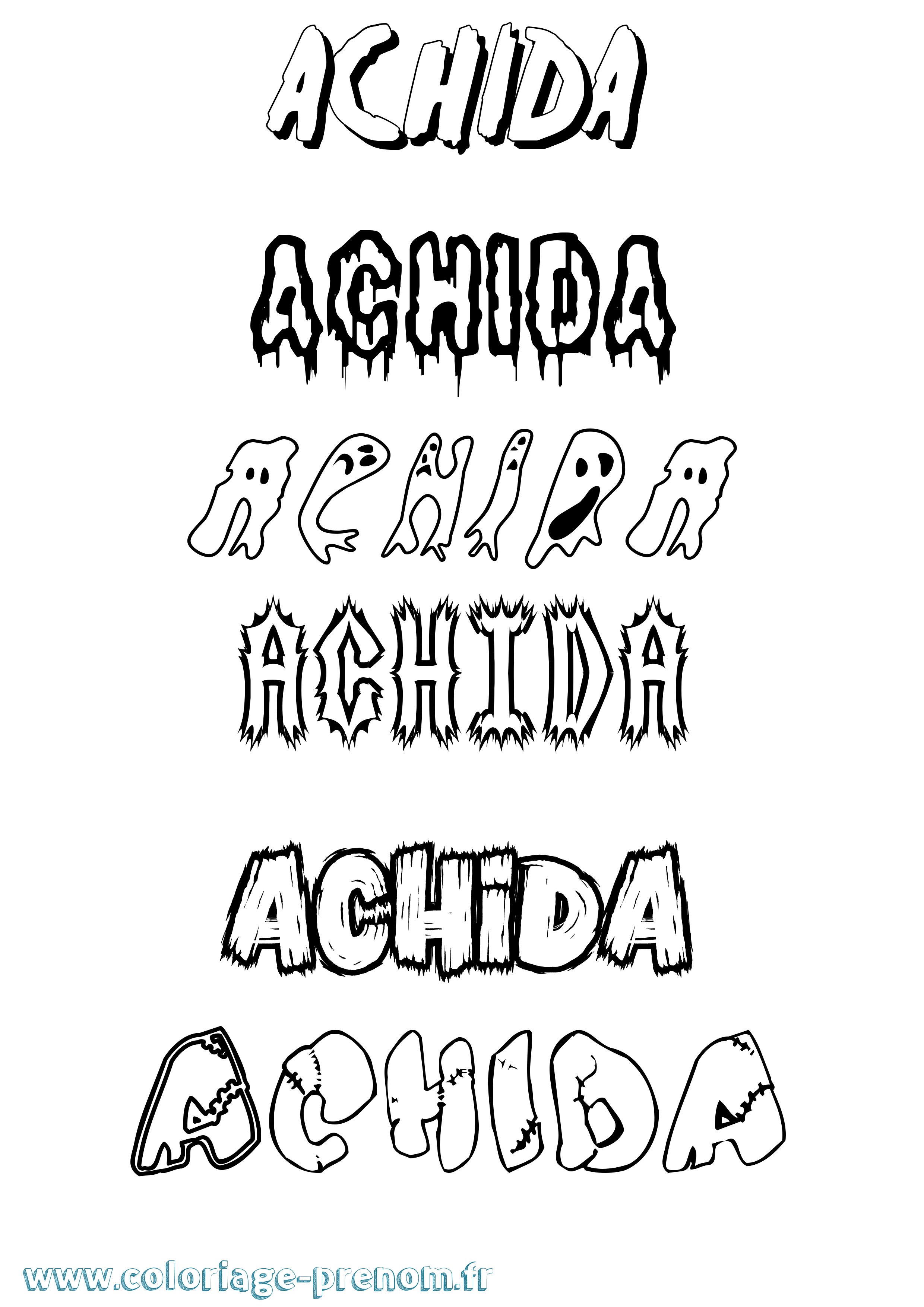 Coloriage prénom Achida Frisson