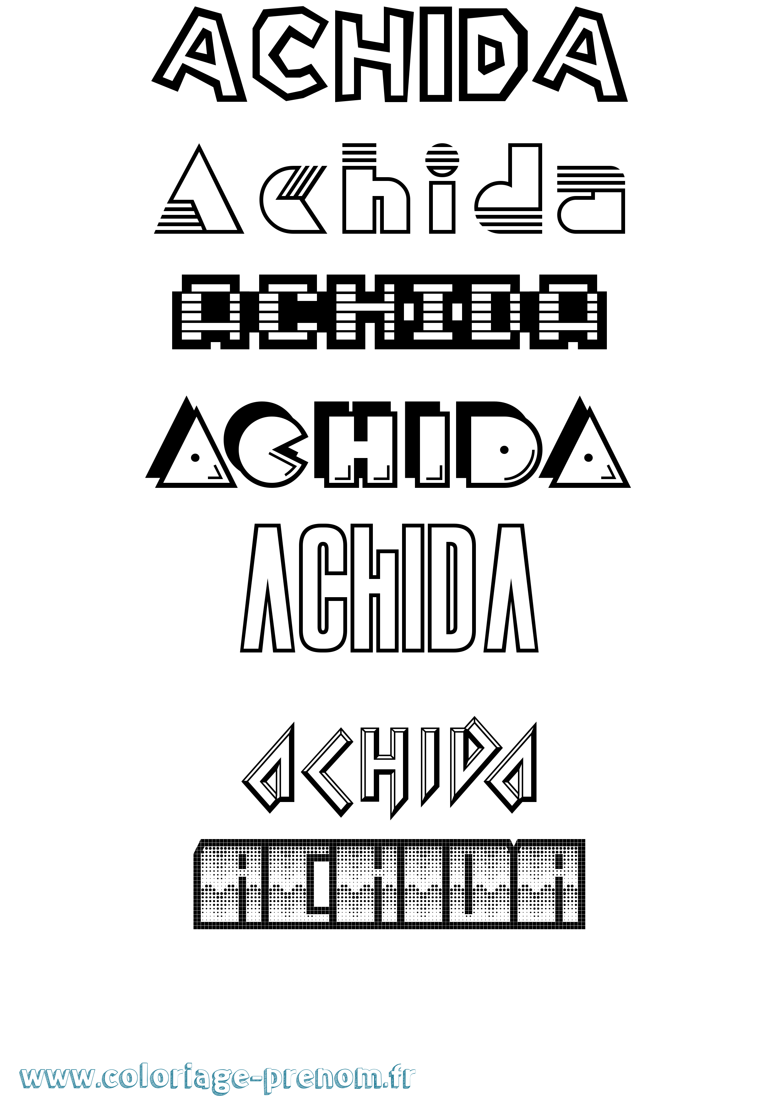 Coloriage prénom Achida Jeux Vidéos
