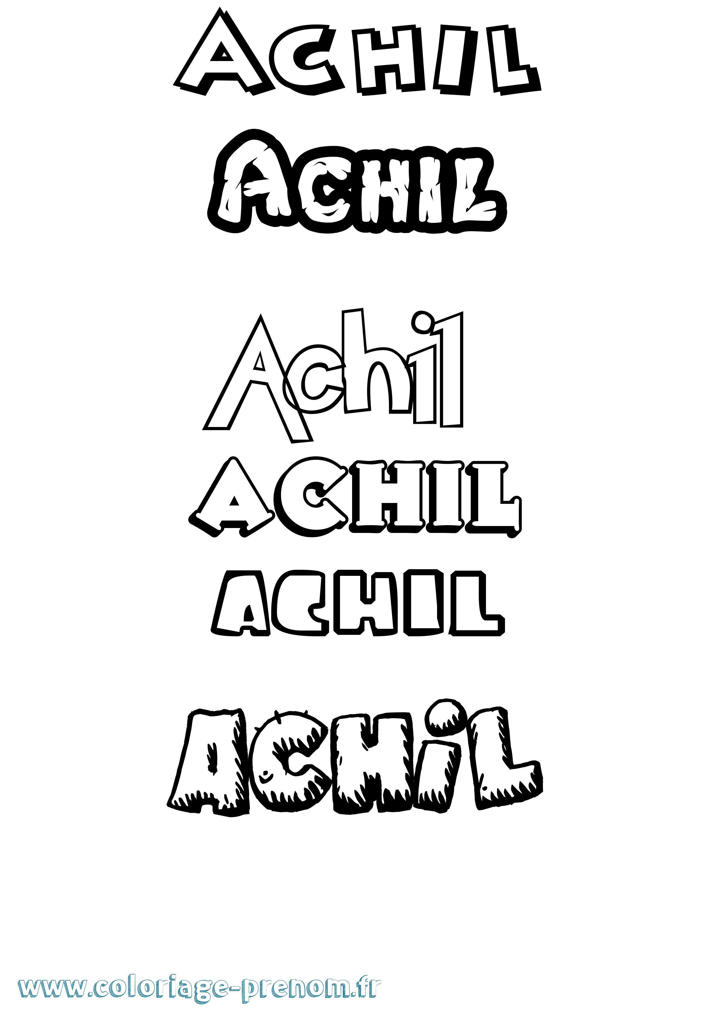 Coloriage prénom Achil Dessin Animé
