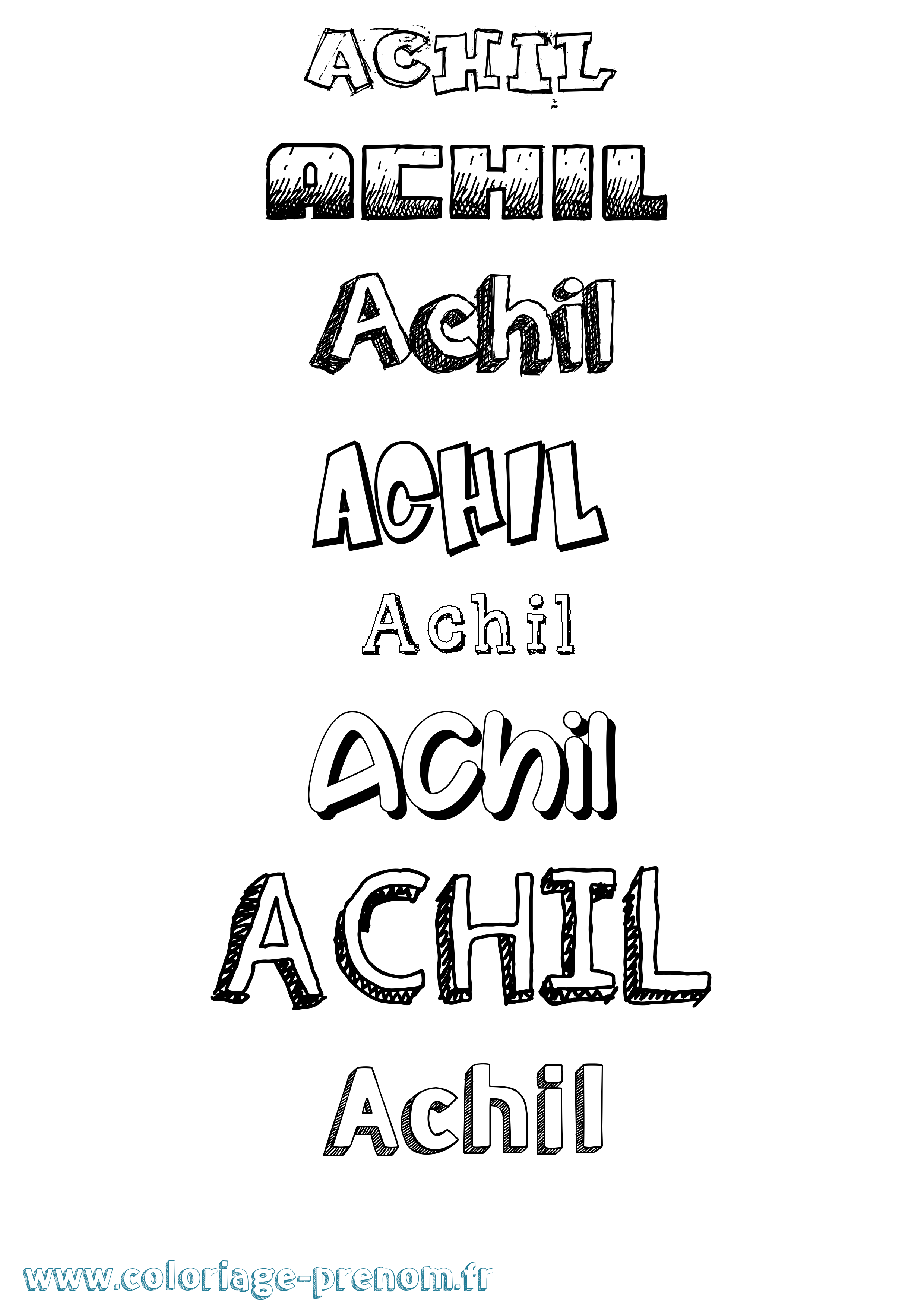 Coloriage prénom Achil Dessiné