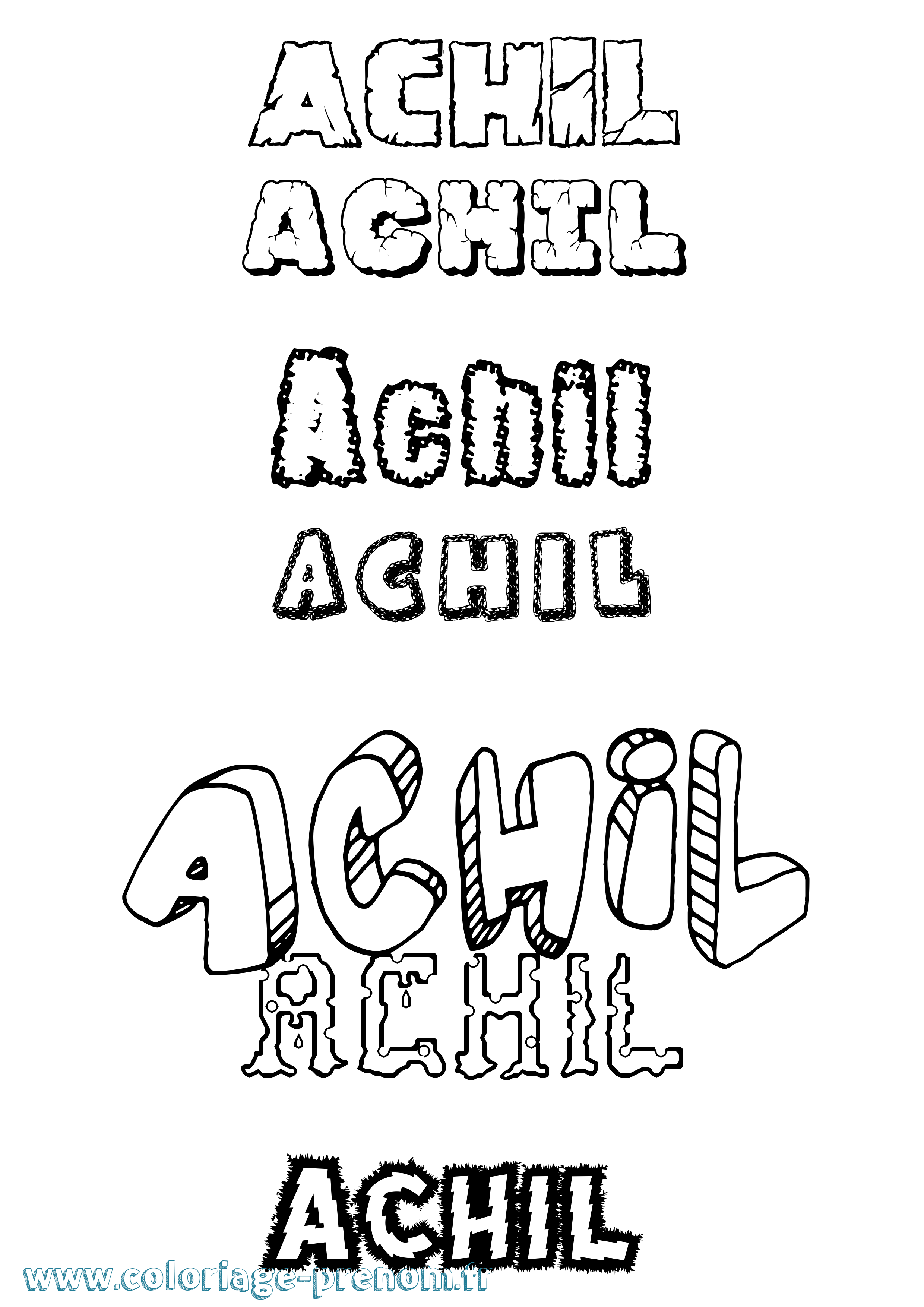Coloriage prénom Achil Destructuré