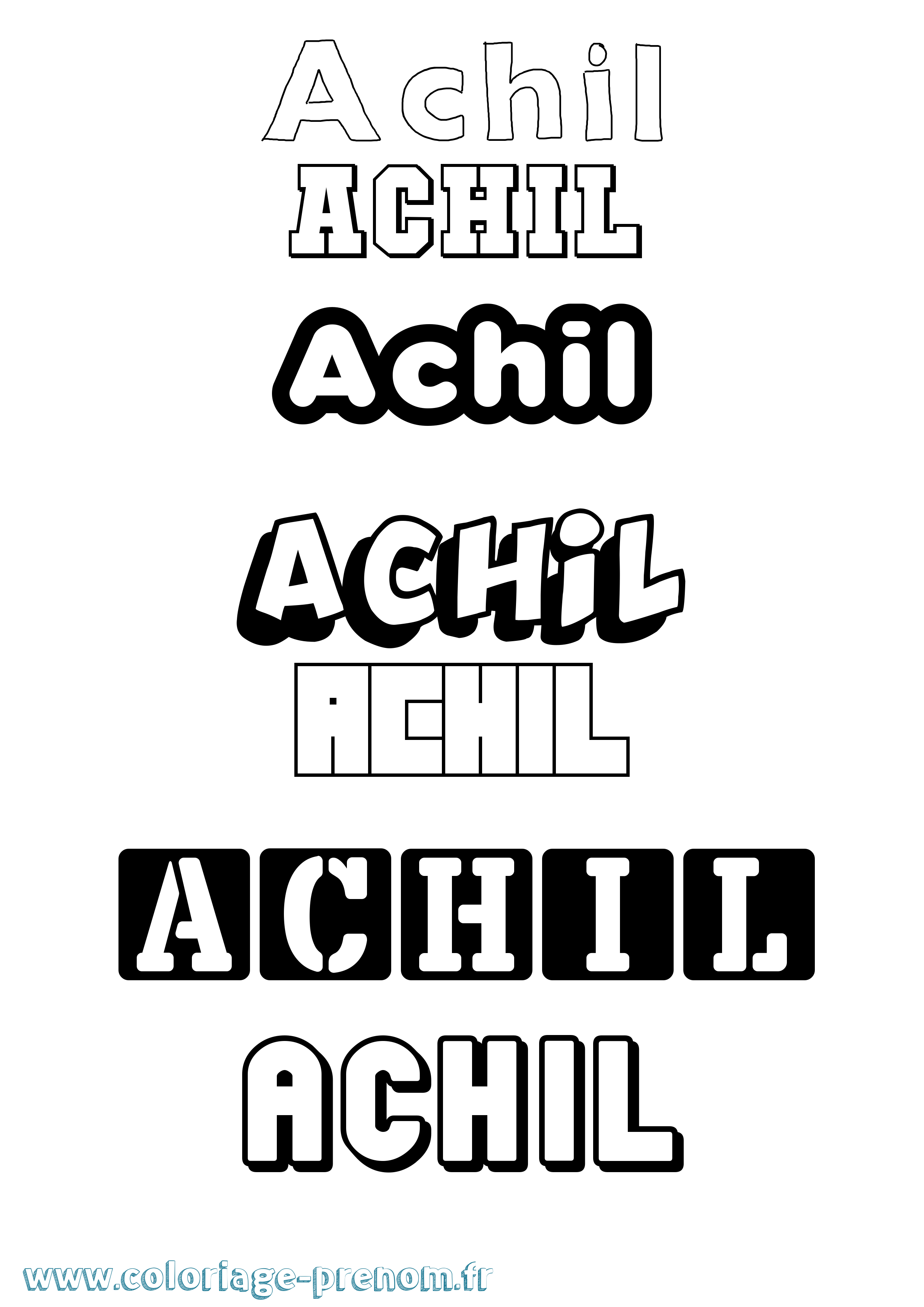 Coloriage prénom Achil Simple