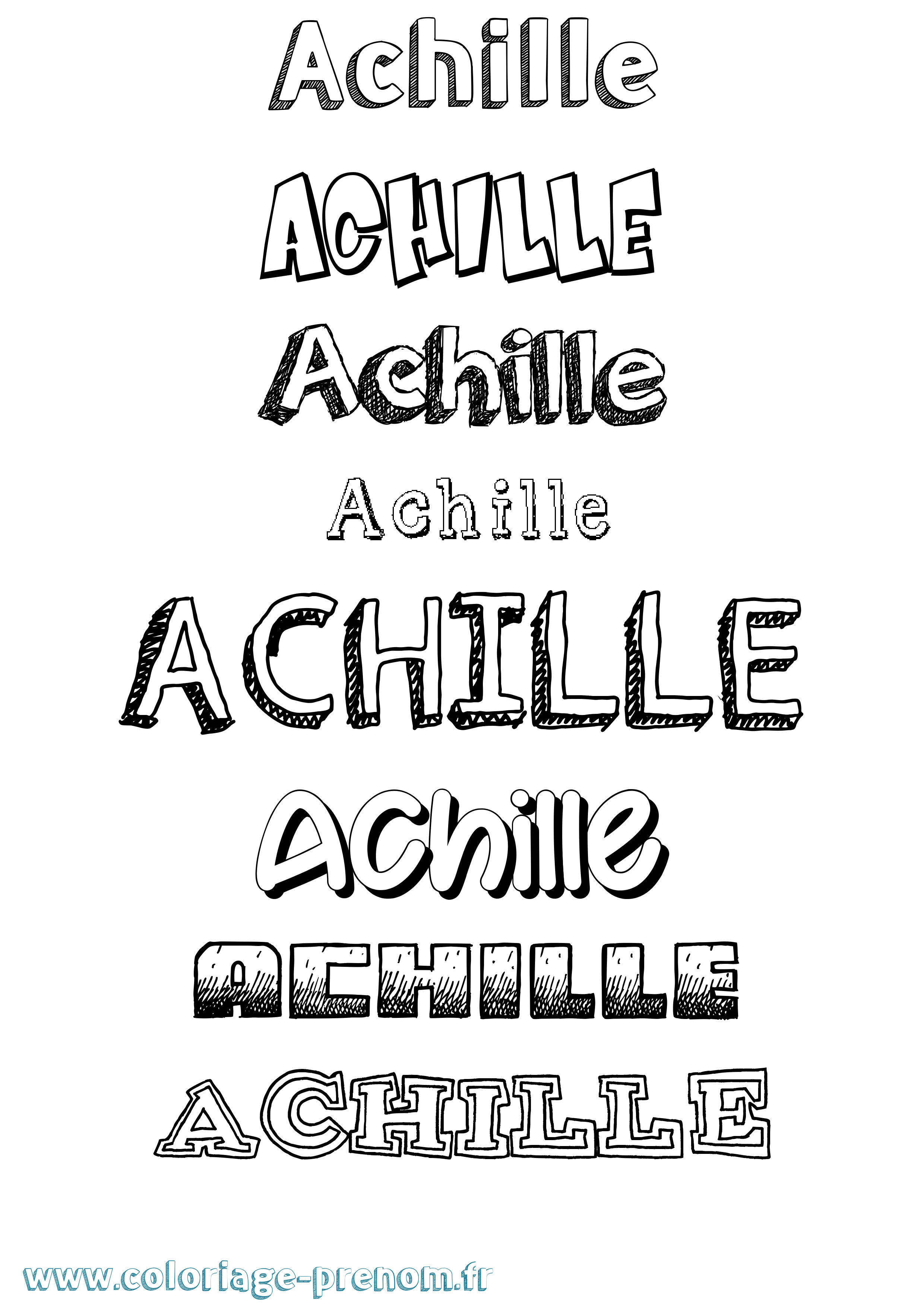 Coloriage prénom Achille Dessiné