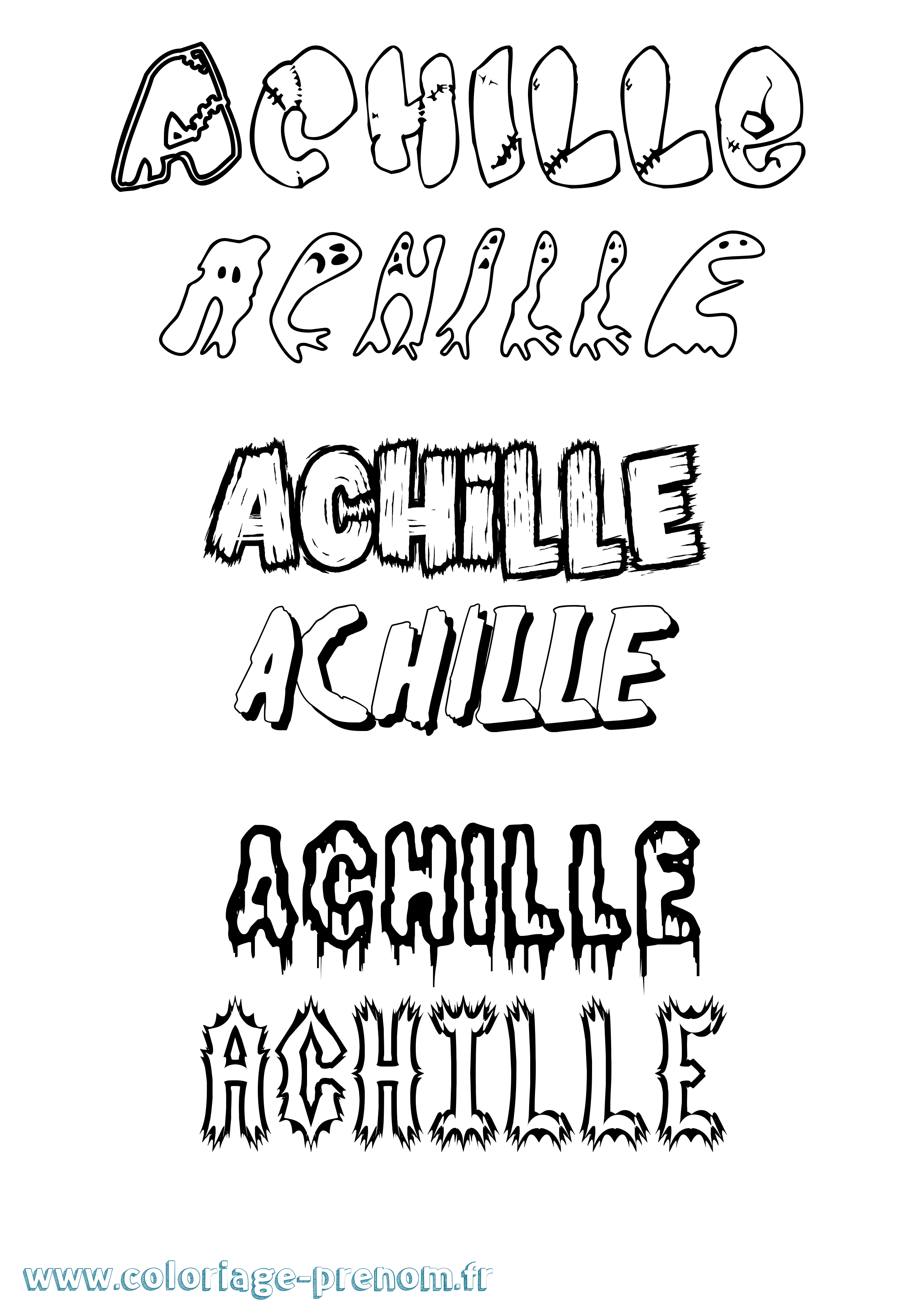Coloriage prénom Achille Frisson