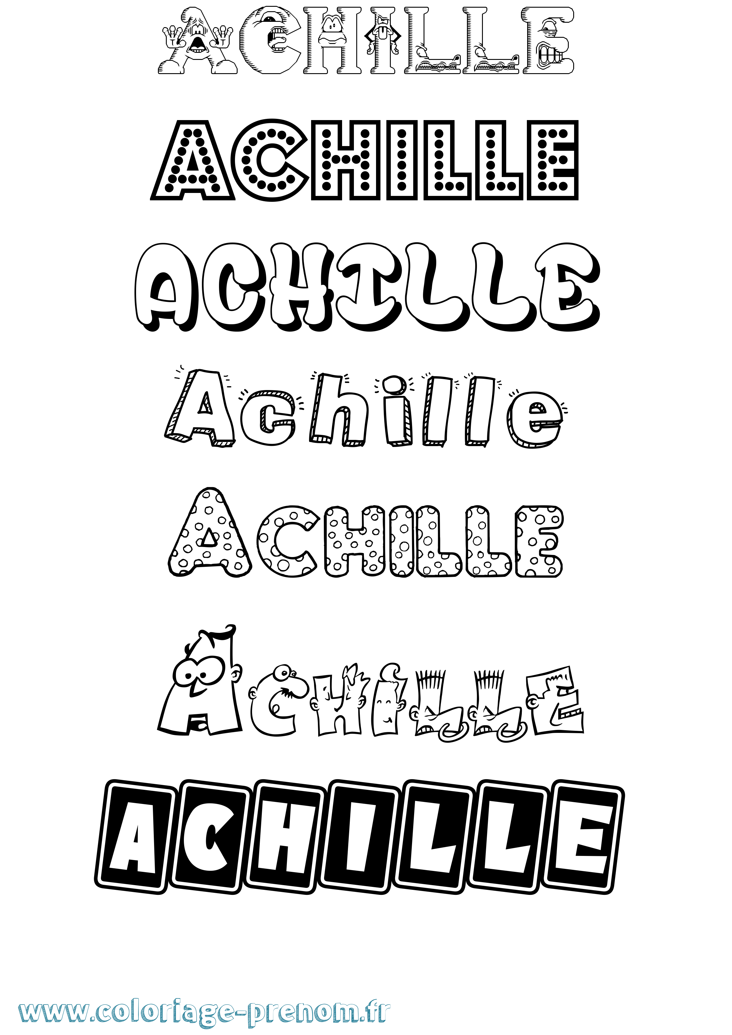 Coloriage prénom Achille Fun
